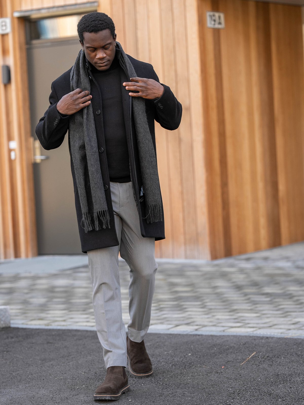 Matinique Wolan Wool Scarf Dark Grey Melange