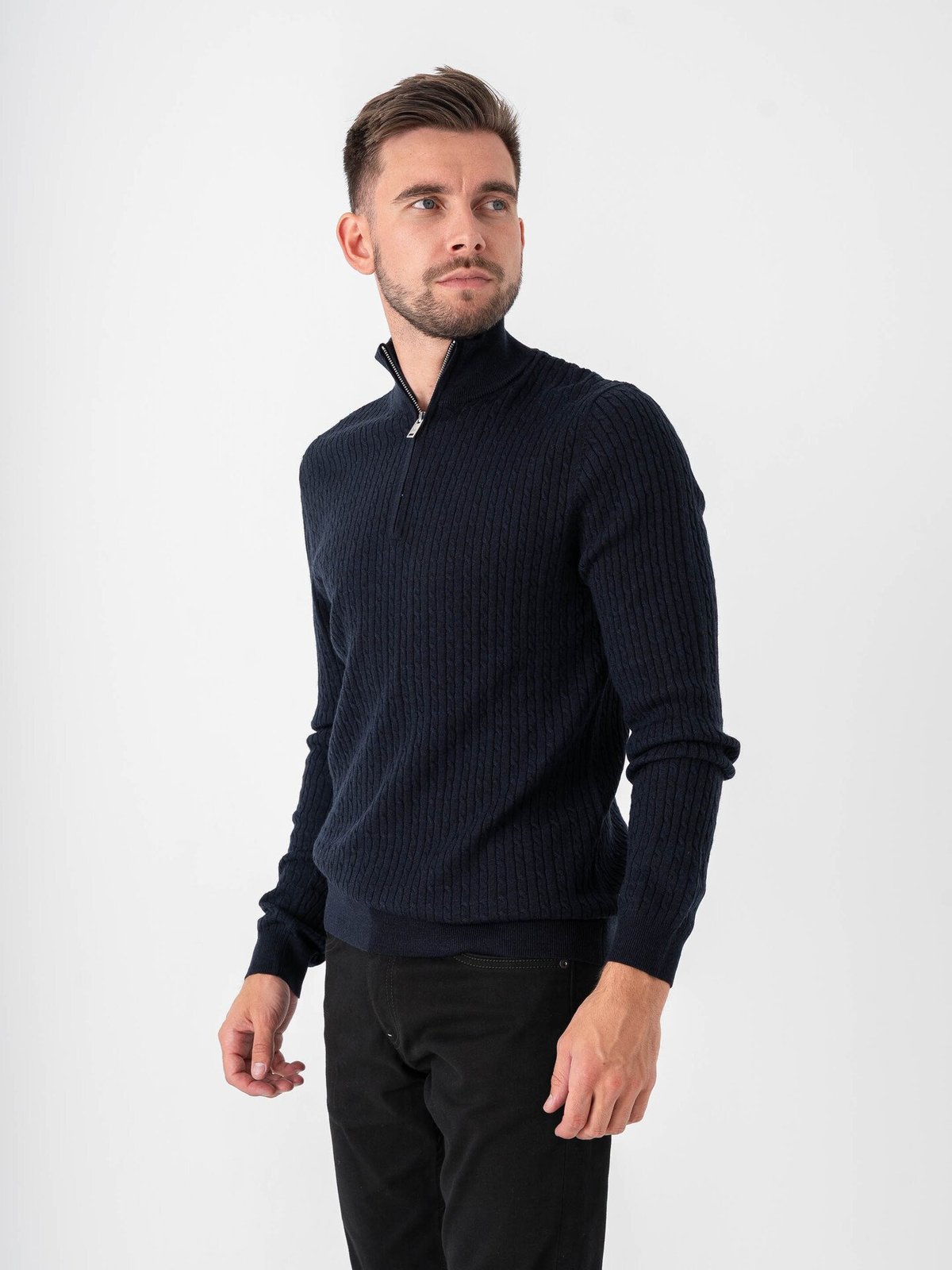 Matinique Mason SZ Cable Dark Navy Melange