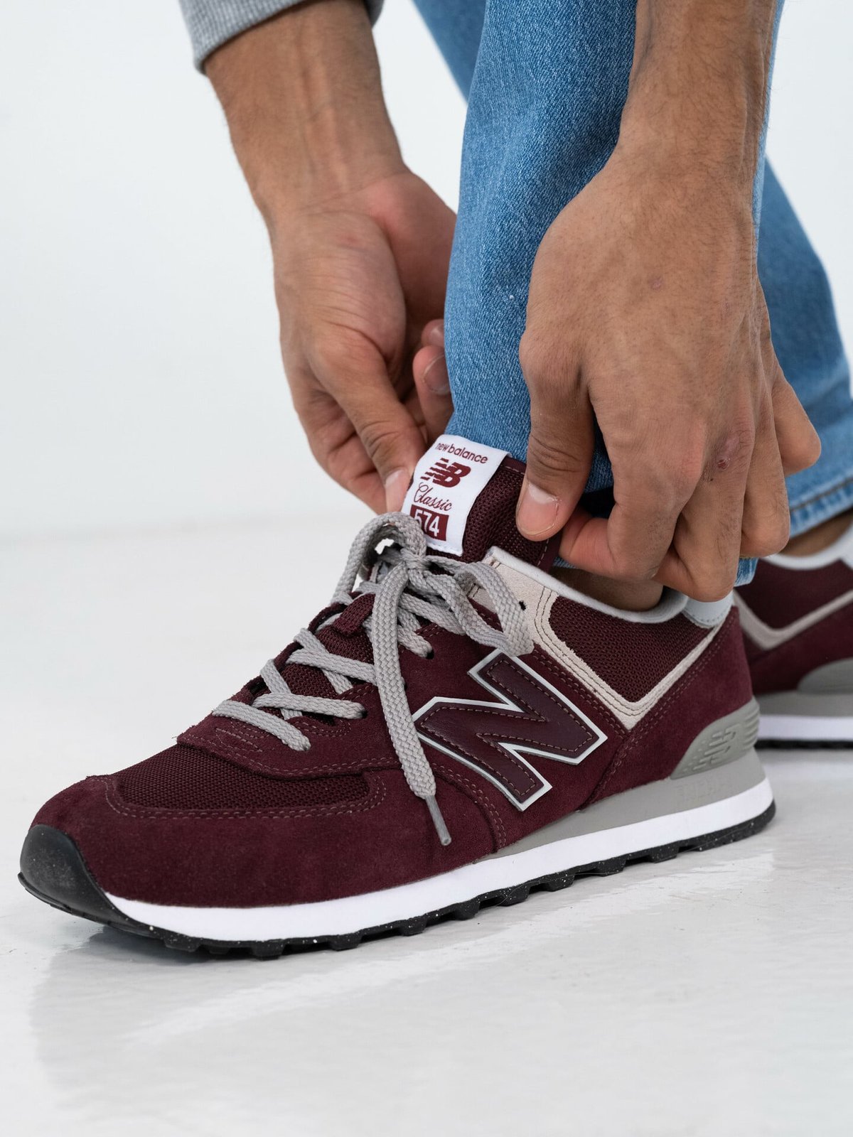 New Balance ML574 Burgundy with white