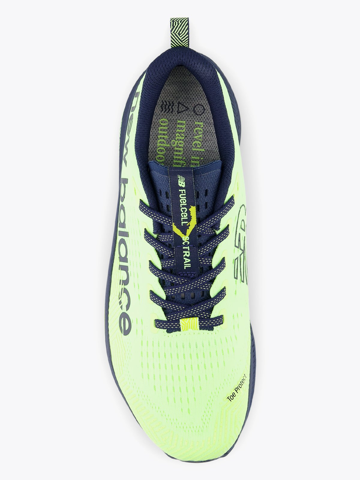 New Balance Fuel Cell SuperComp Trail Bleached lime glo with nb navy and tea tree
