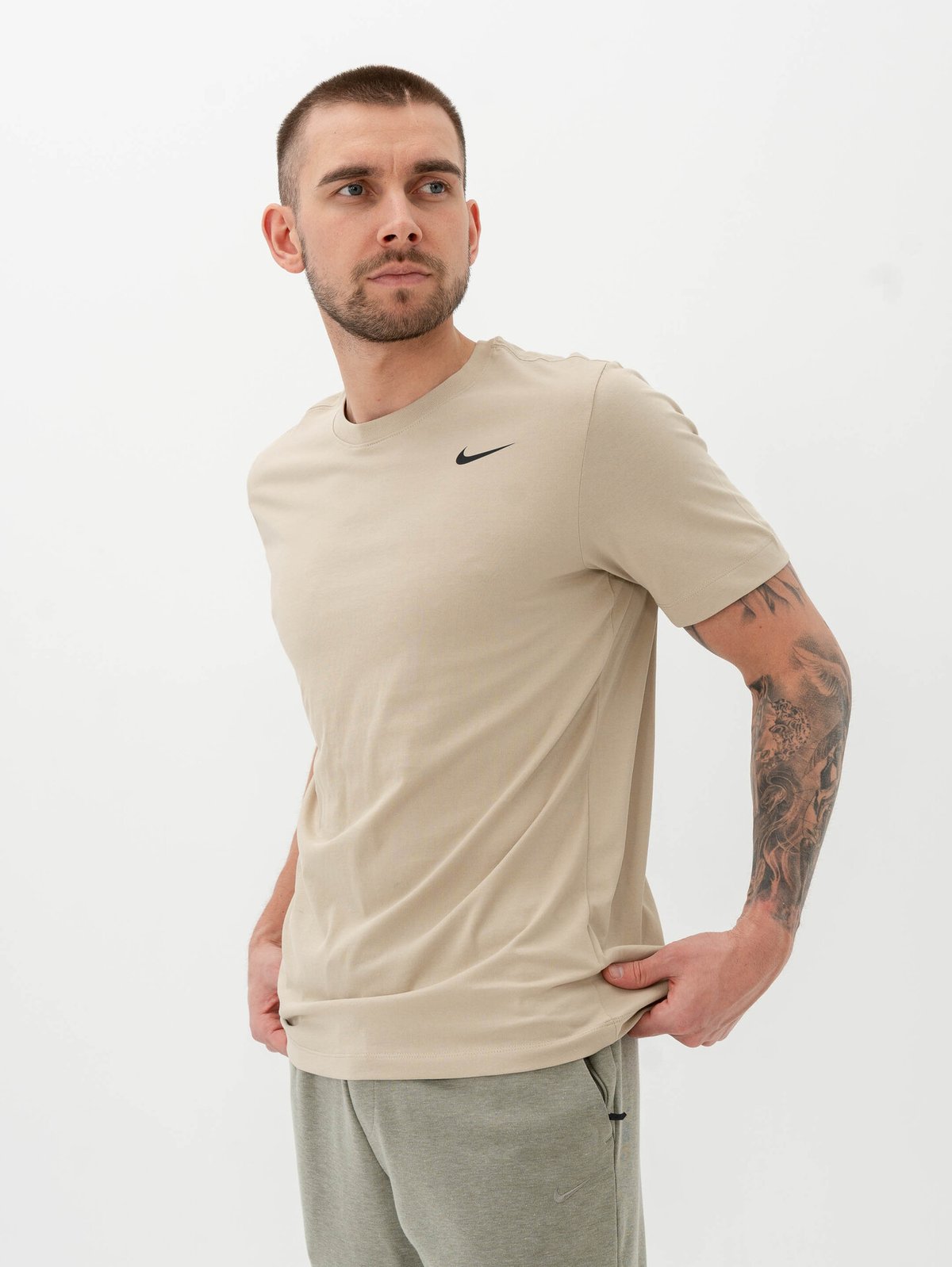 Nike Dri-Fit DFC Crew Solid Tee Desert Khaki / Black