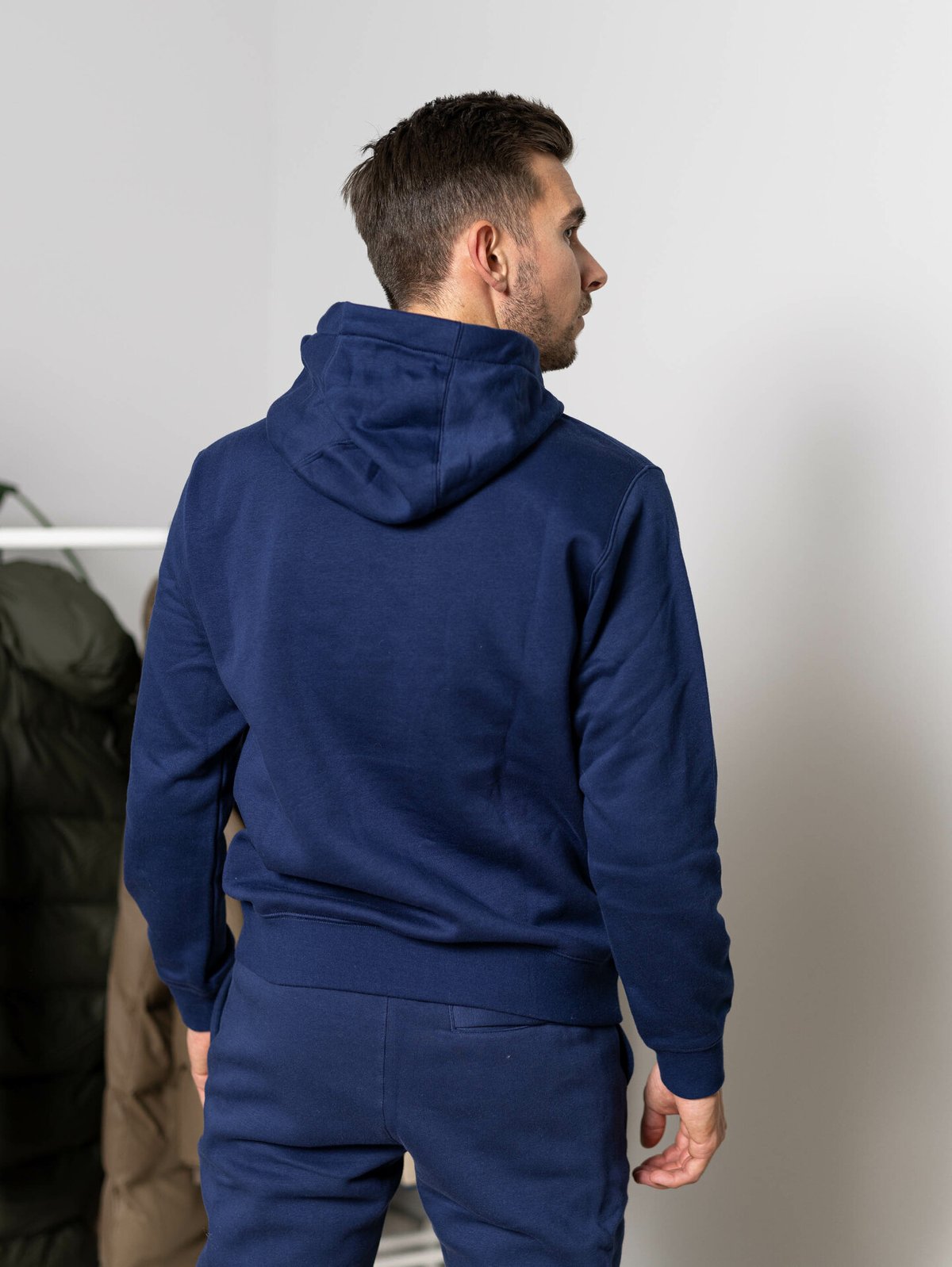 Nike Club Pullover Fleece Hoodie Midnight Navy/Hvit