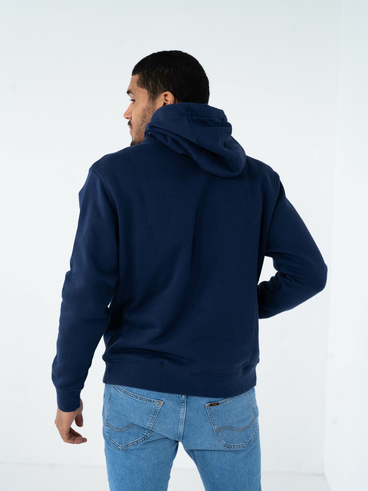 Nike Club Pullover Fleece Hoodie Midnight Navy/Hvit