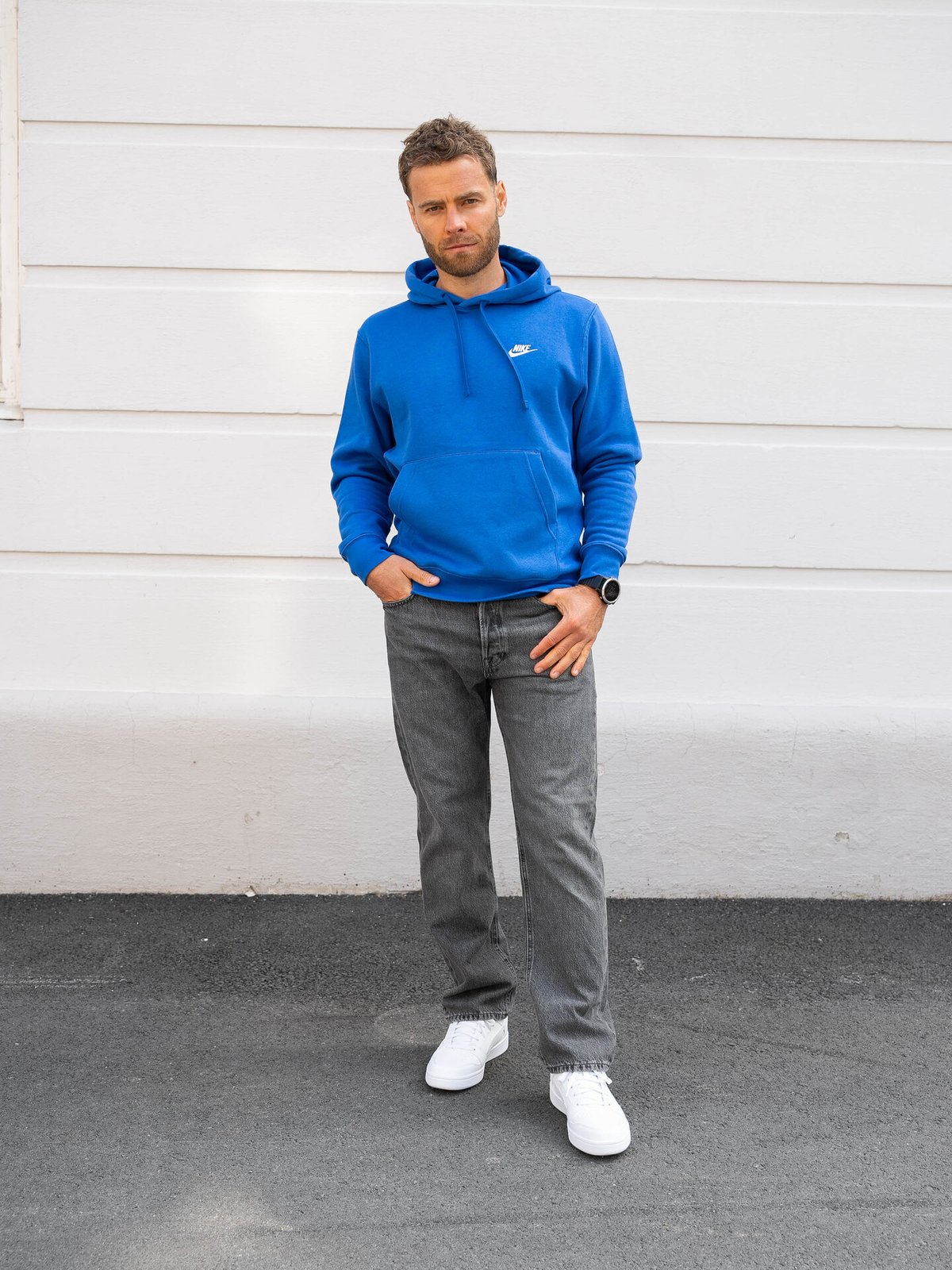 Nike Club Pullover Fleece Hoodie Game Royal / White