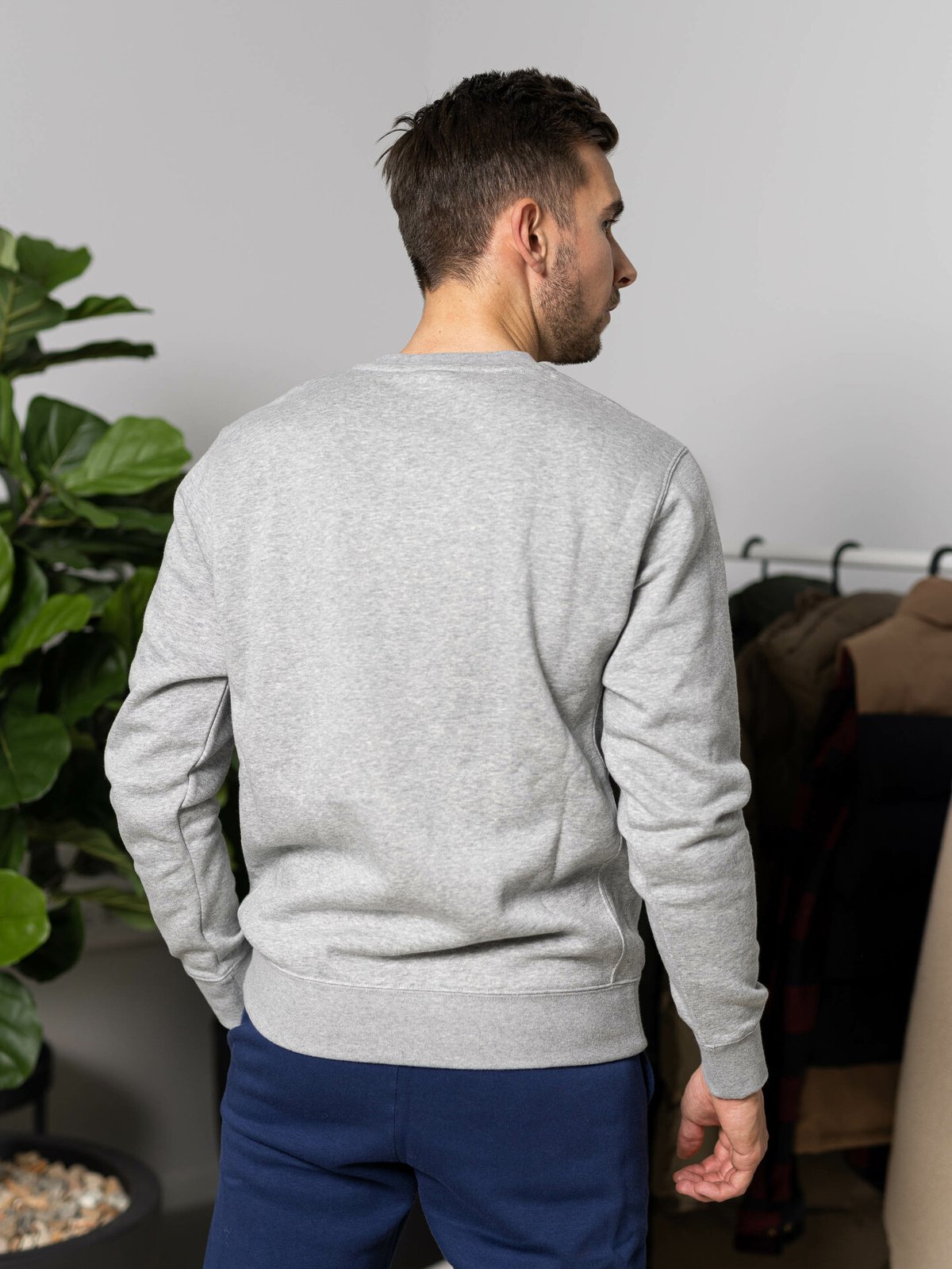 Nike Club Fleece Crew Dark Grey Heather/Hvit