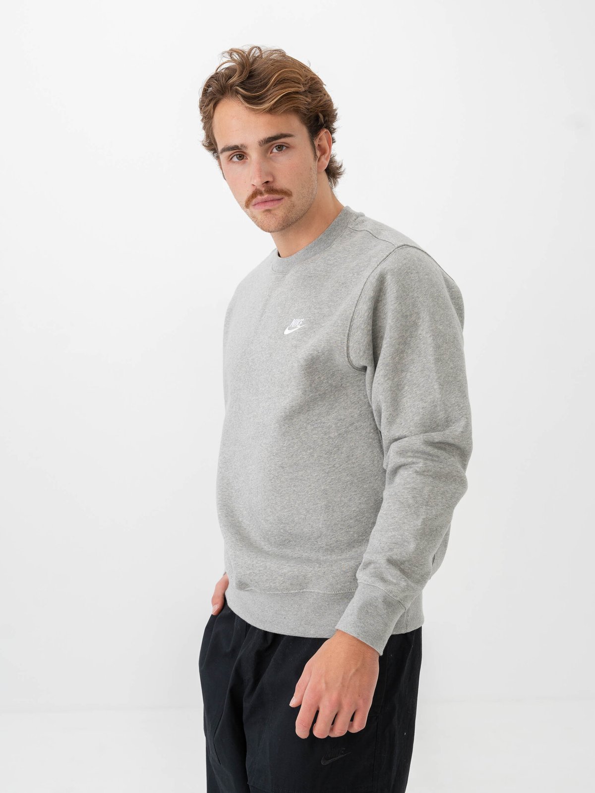 Nike Club Fleece Crew Dark Grey Heather/Hvit