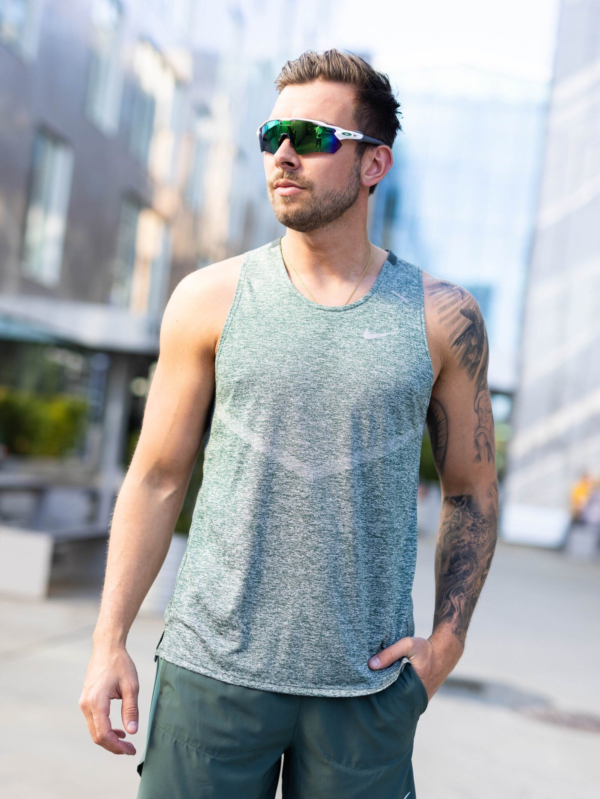 Nike Dri-Fit Rise 365 Tank Vintage Green / Reflective Silver