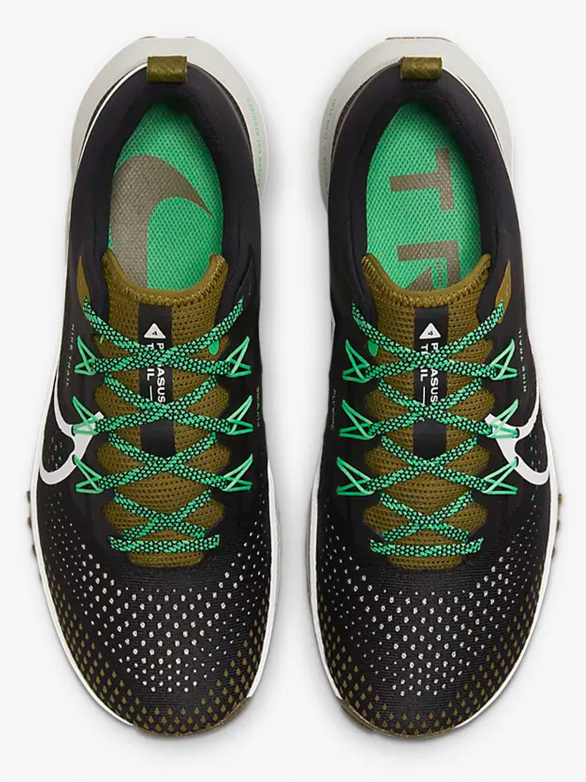 Nike React Pegasus Trail 4 Svart / Olive Flak / Spring Green / Hvit