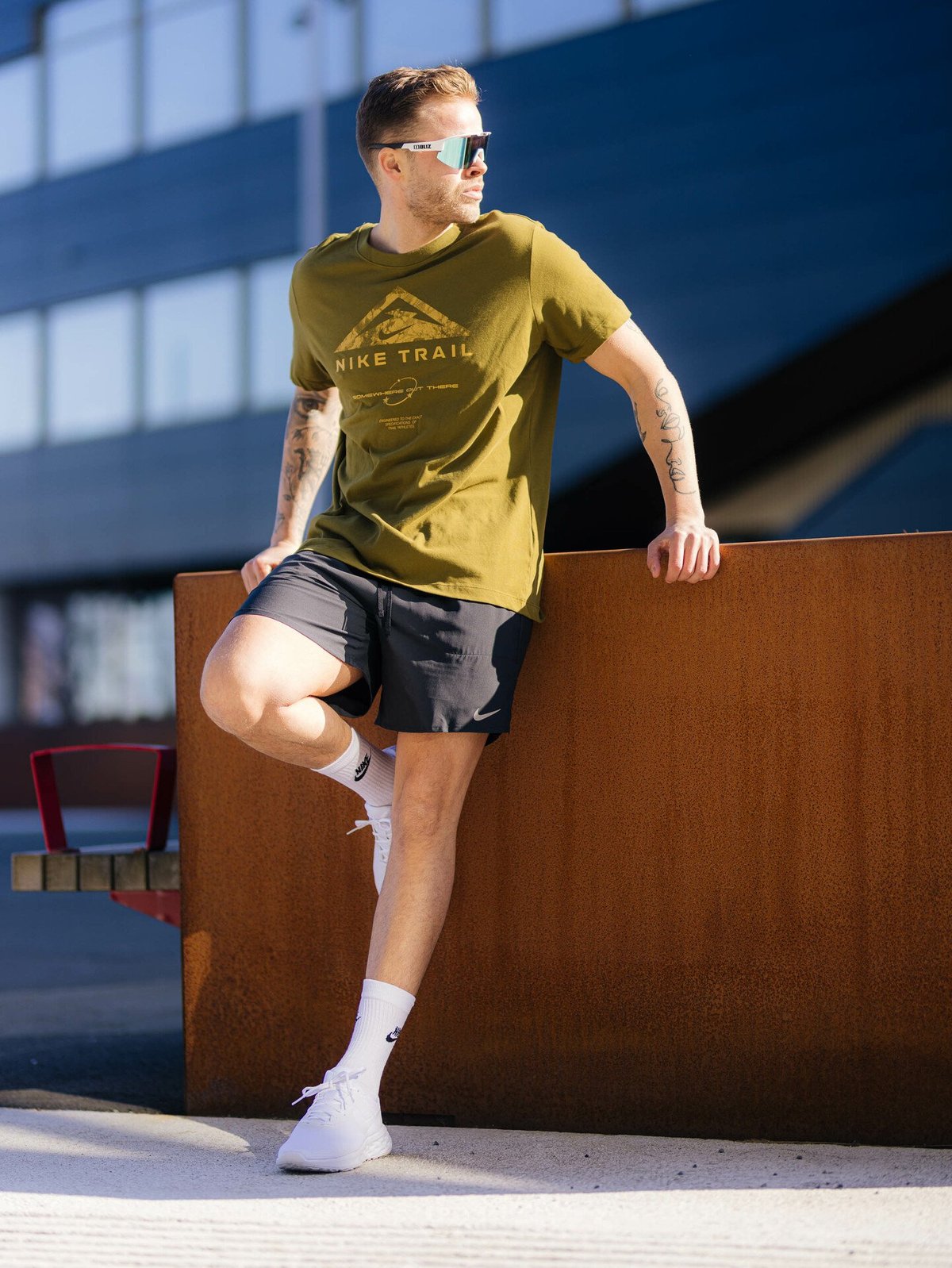 Nike Dri-Fit Trail Run Tee Olive Flak