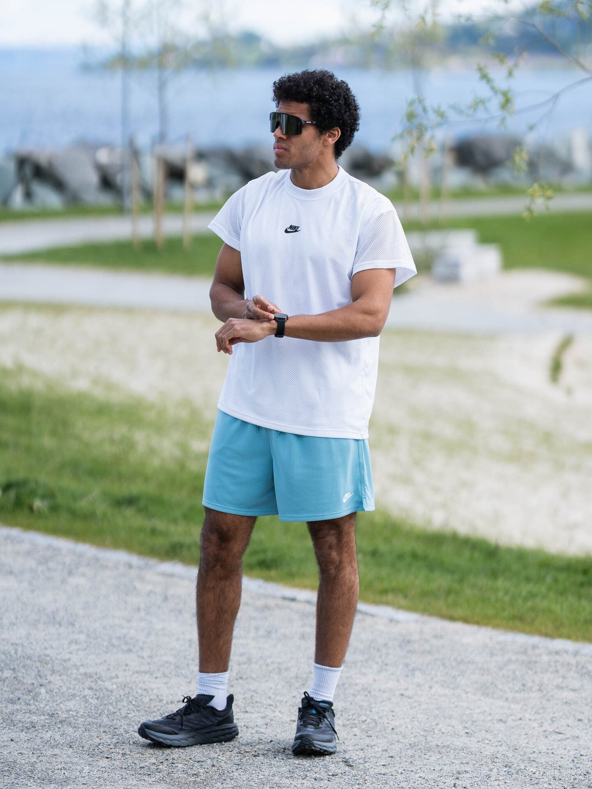 Nike Club Flow Mesh Shorts Denim Turq / White