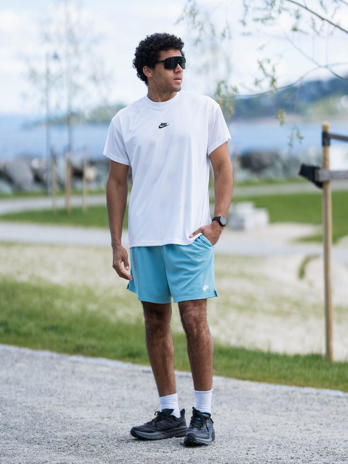 Nike Club Flow Mesh Shorts Denim Turq / White