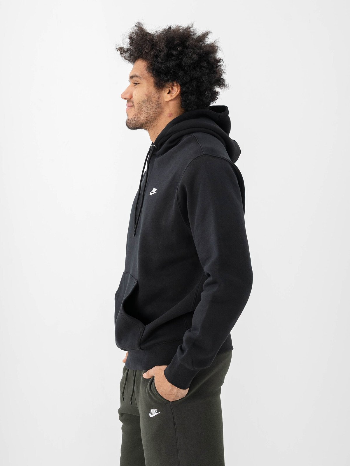 Nike Club Pullover Fleece Hoodie Black / White