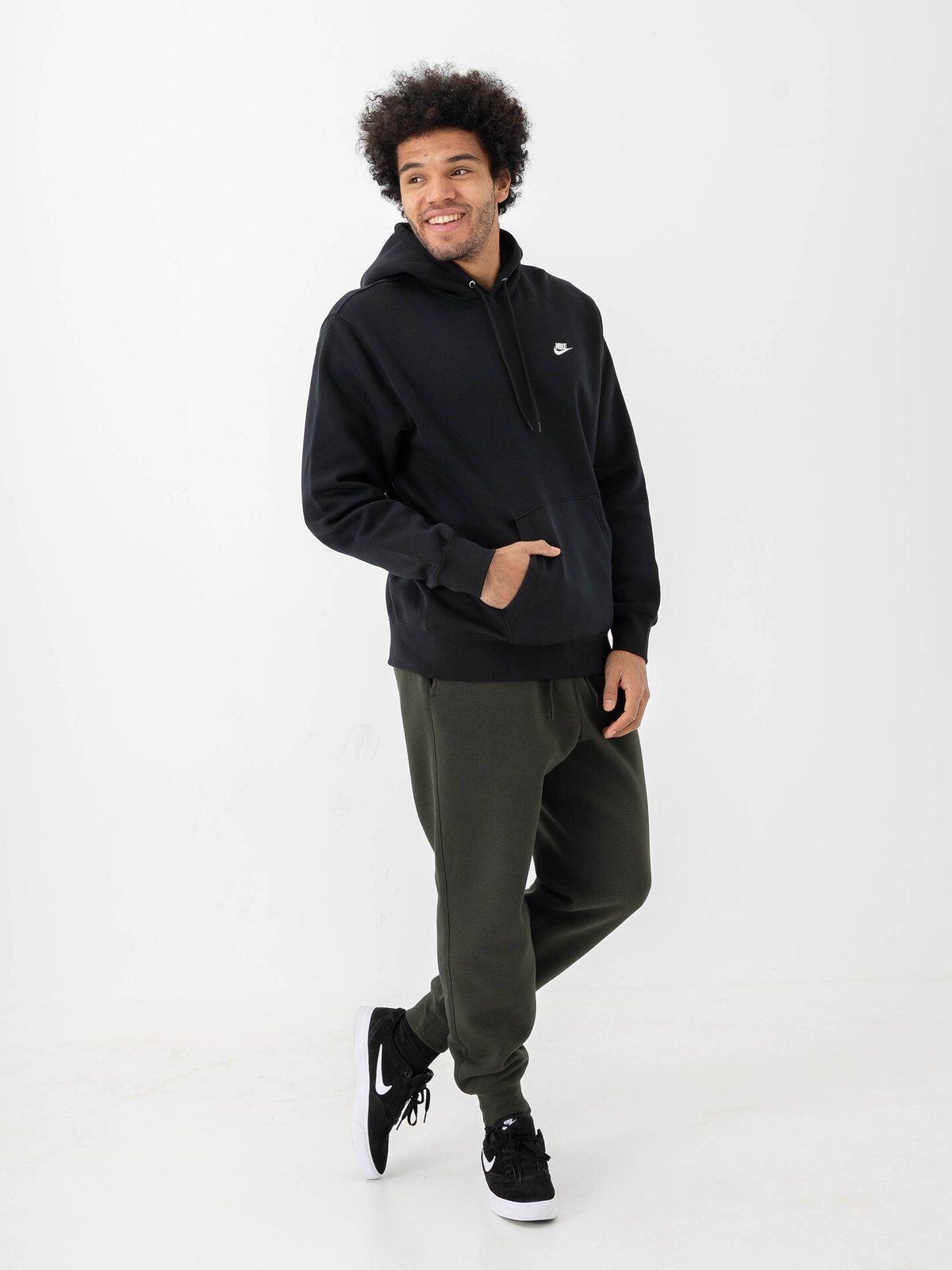 Nike Club Pullover Fleece Hoodie Black / White