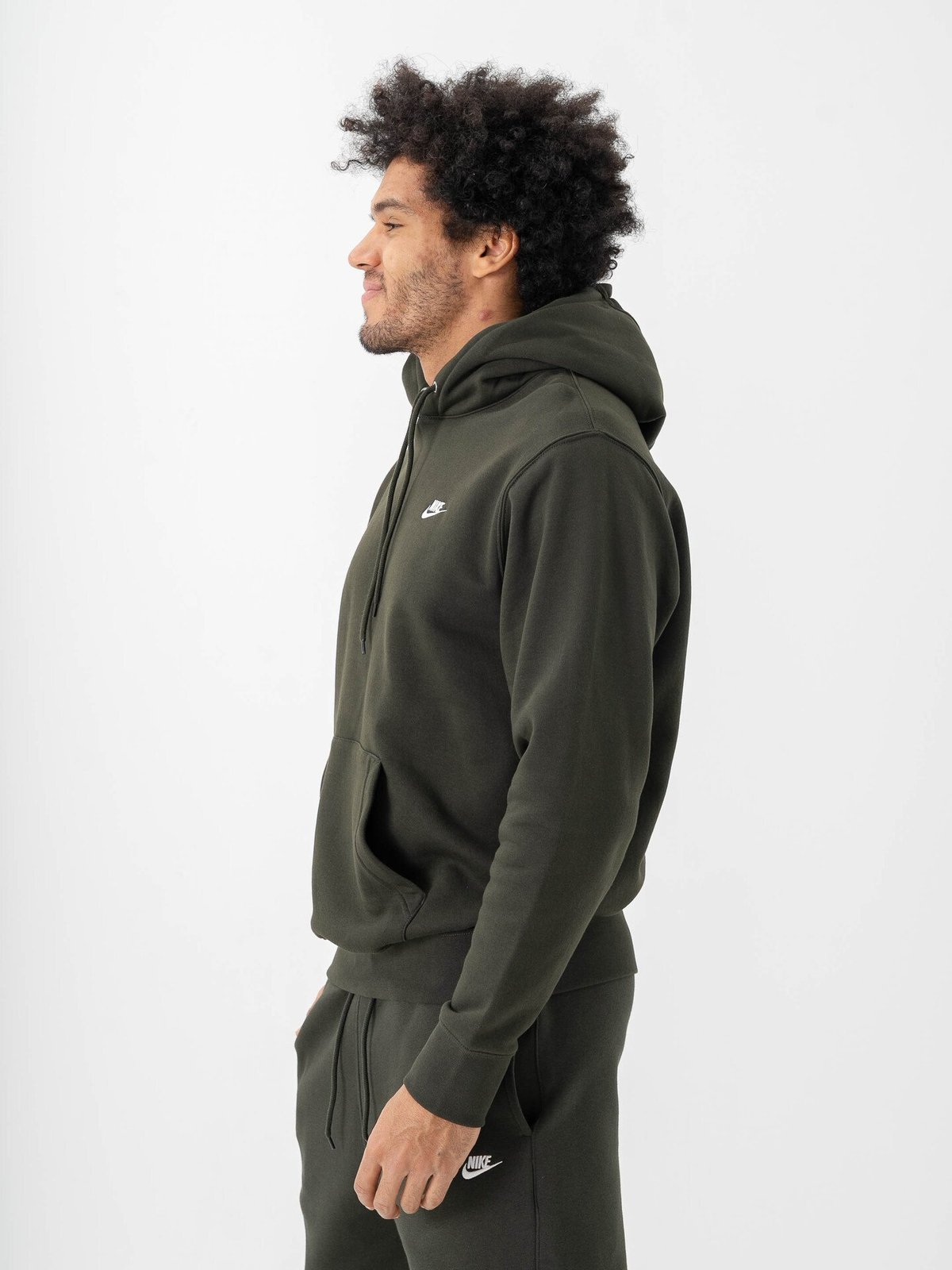 Nike Club Pullover Fleece Hoodie Sequoia / White