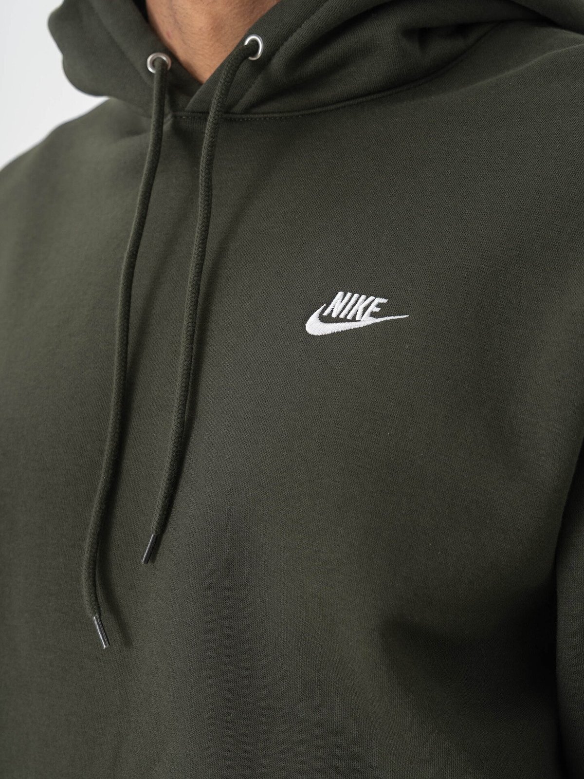 Nike Club Pullover Fleece Hoodie Sequoia / White