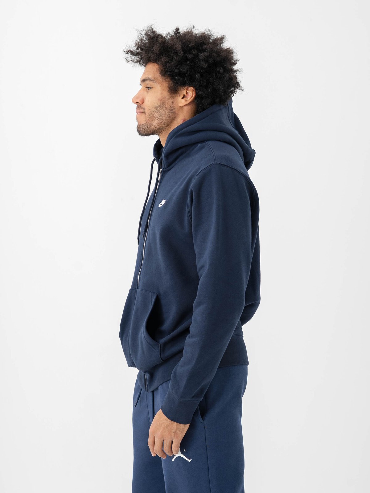 Nike Club Full-Zip Fleece Hoodie Obsidian / White