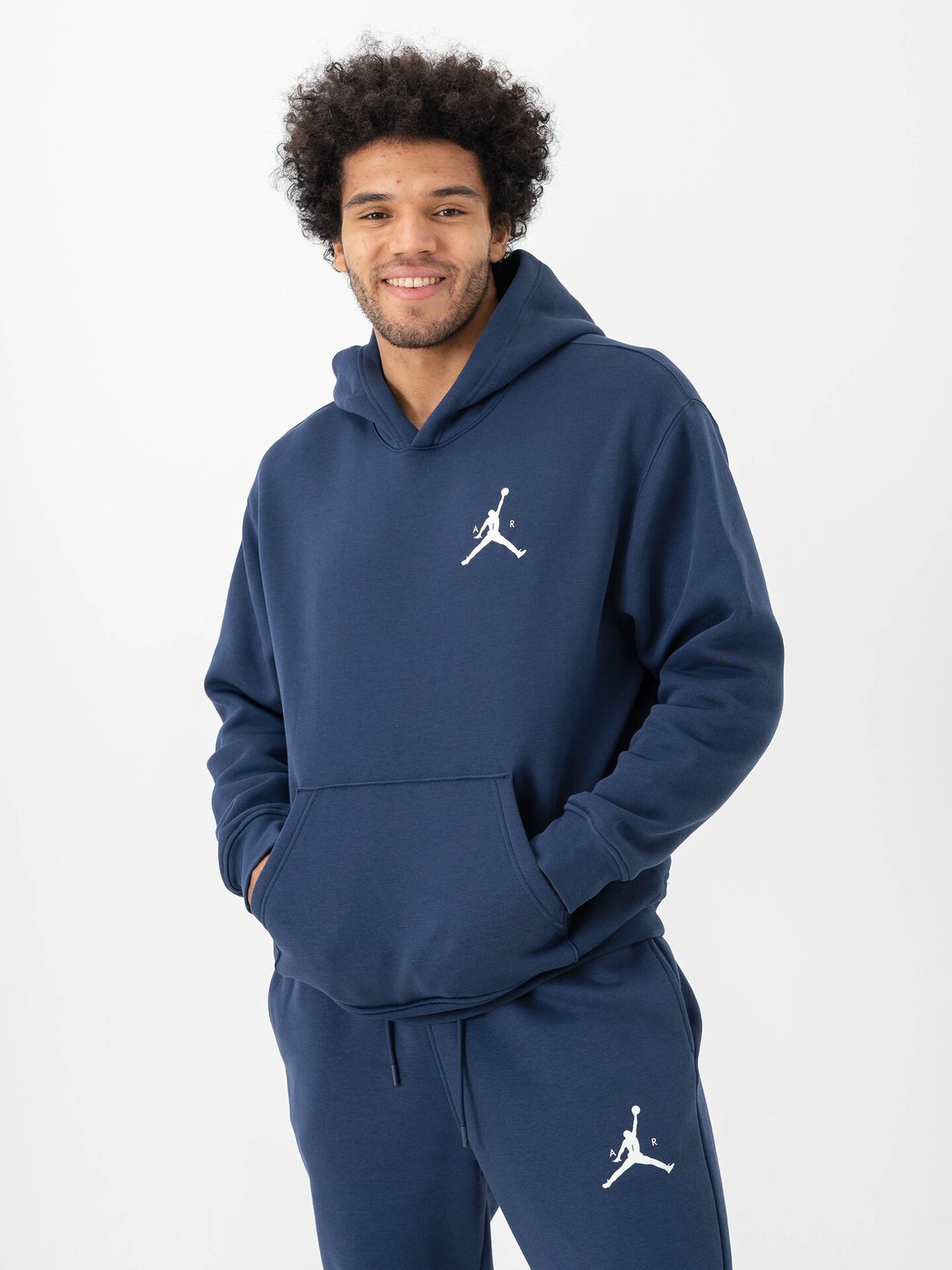 Nike Jordan Jumpmann Fleece Pullover Hoodie Midnight Navy / White