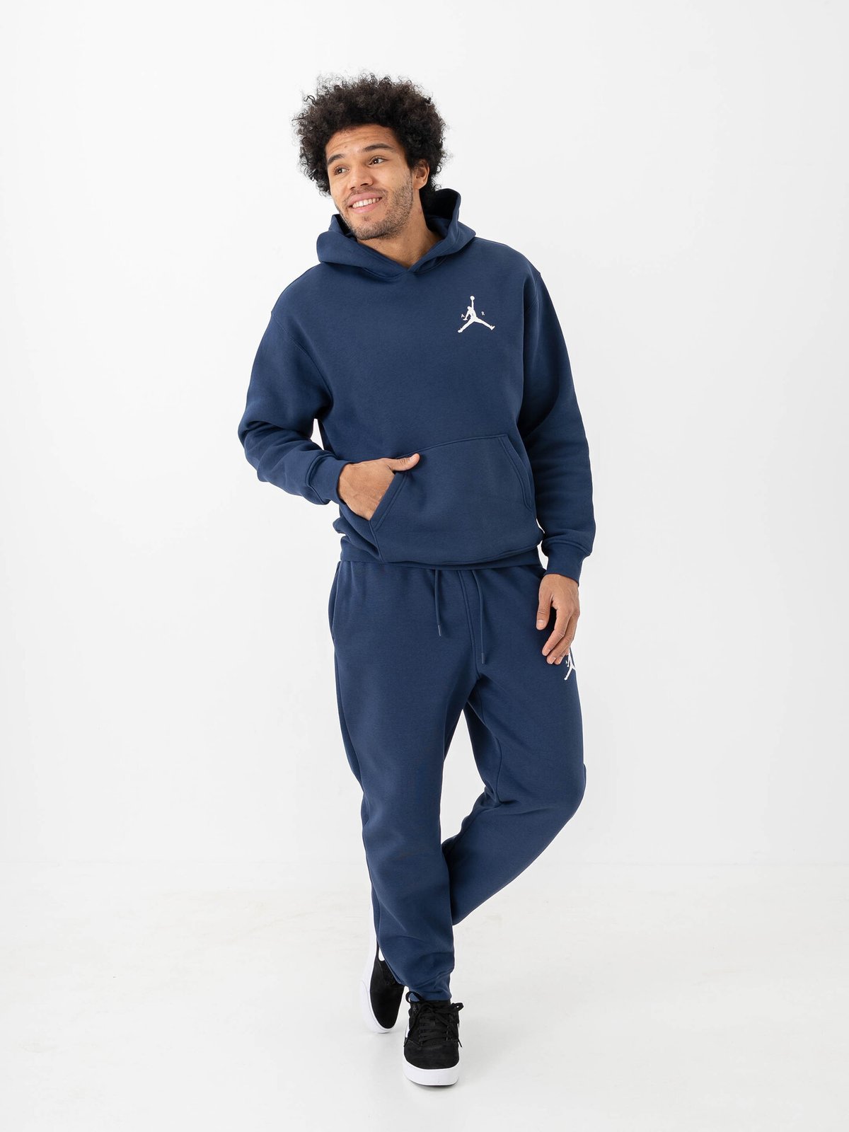Nike Jordan Jumpmann Fleece Pullover Hoodie Midnight Navy / White