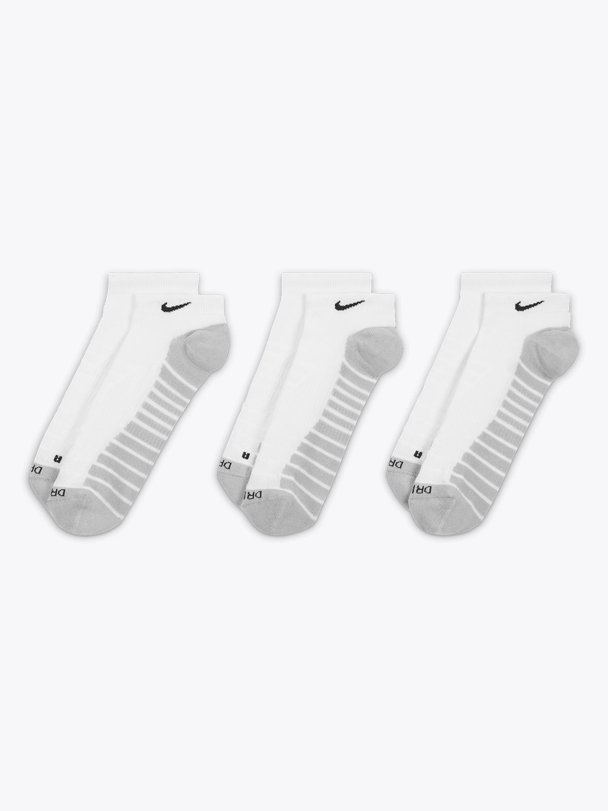 Nike Training No-Show Socks 3pk Hvit/Wolf Grey/Svart