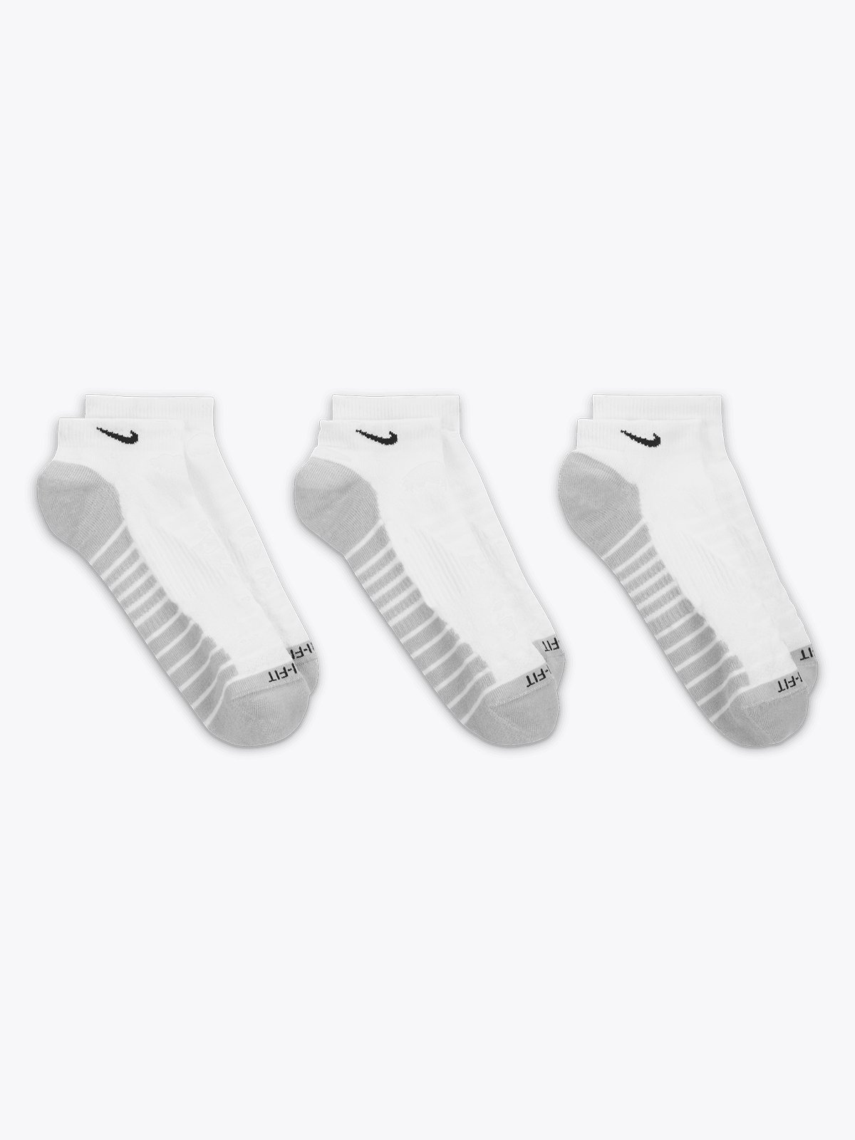 Nike Training No-Show Socks 3pk Hvit/Wolf Grey/Svart