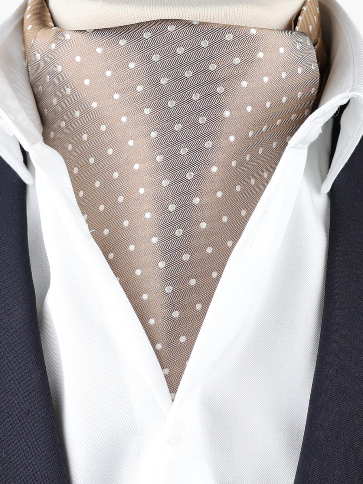 Nohr Studio Carlos Polkadot Silk Ascot Beige