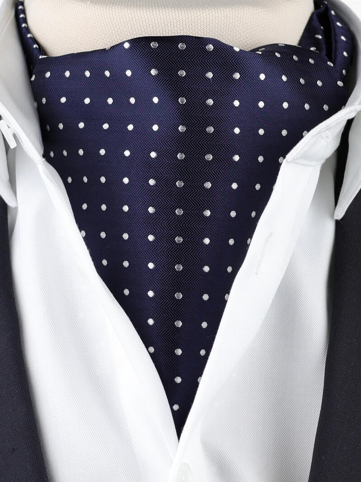 Nohr Studio Carlos Polkadot Silk Ascot Blå
