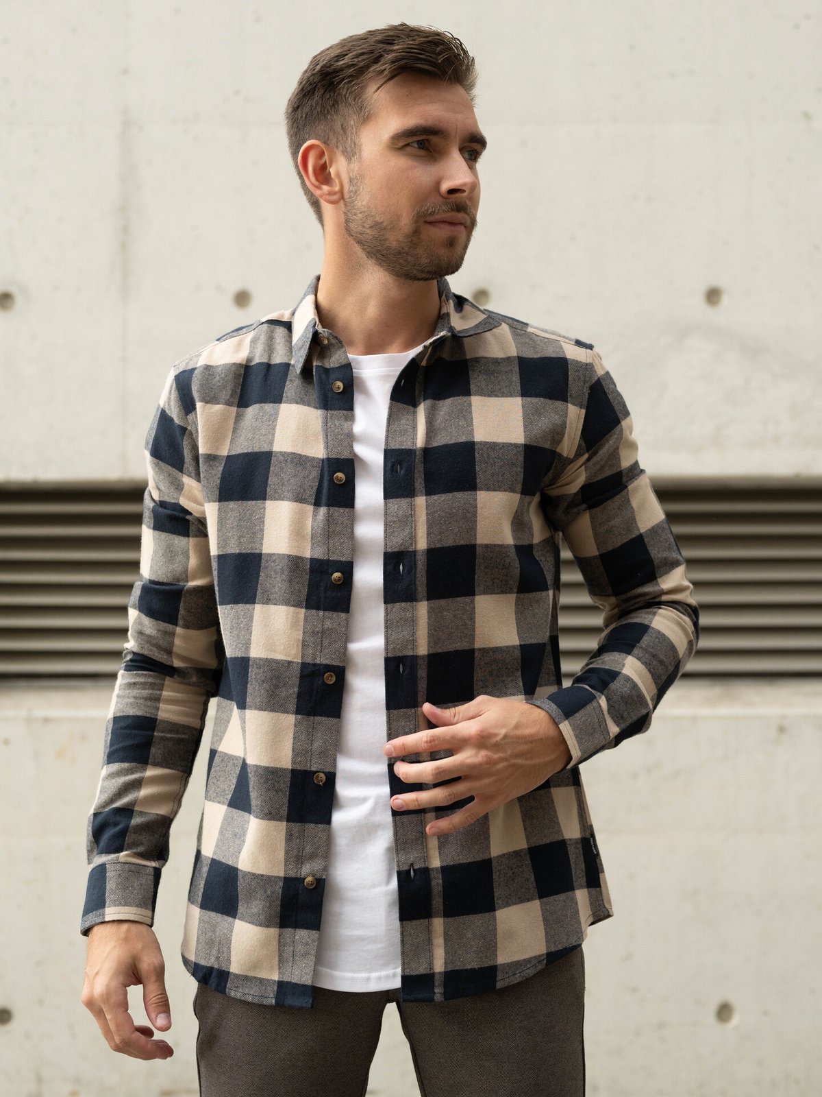 Only & Sons Gudmund Long Sleeve Checked Shirt Dark Navy