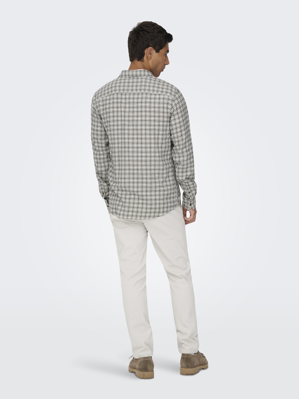 Only & Sons Gudmund Long Sleeve Checked Shirt Egret JET BLACK