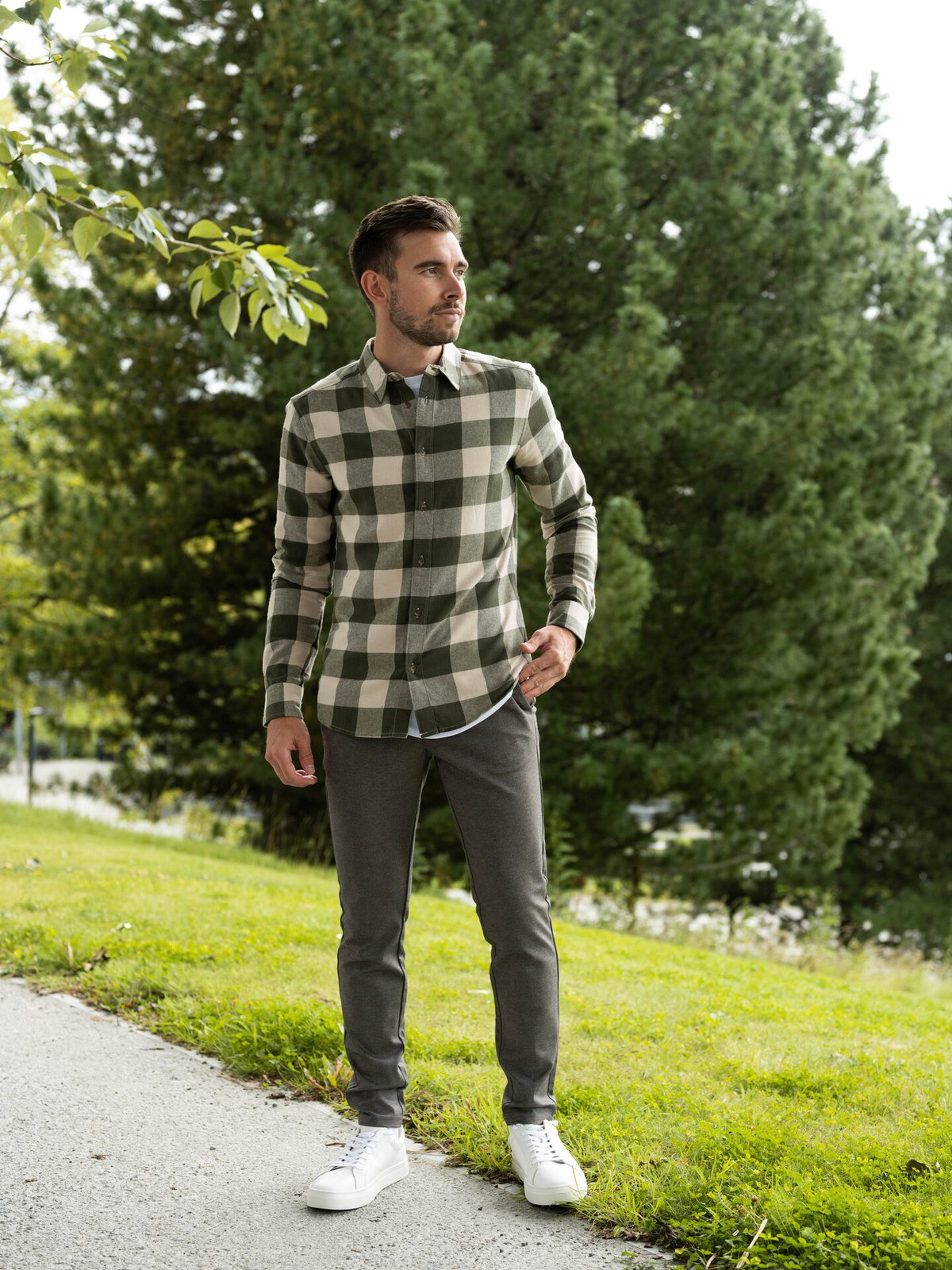 Only & Sons Gudmund Long Sleeve Checked Shirt Forest Night / Silver Lining