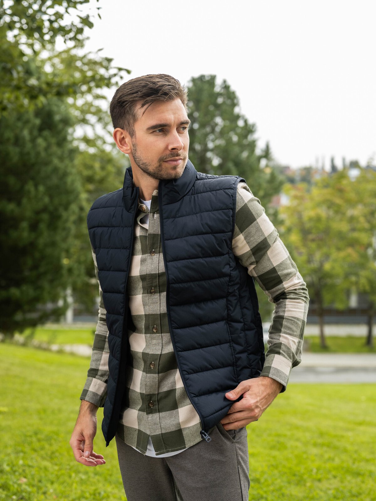 Only & Sons Gudmund Long Sleeve Checked Shirt Forest Night / Silver Lining