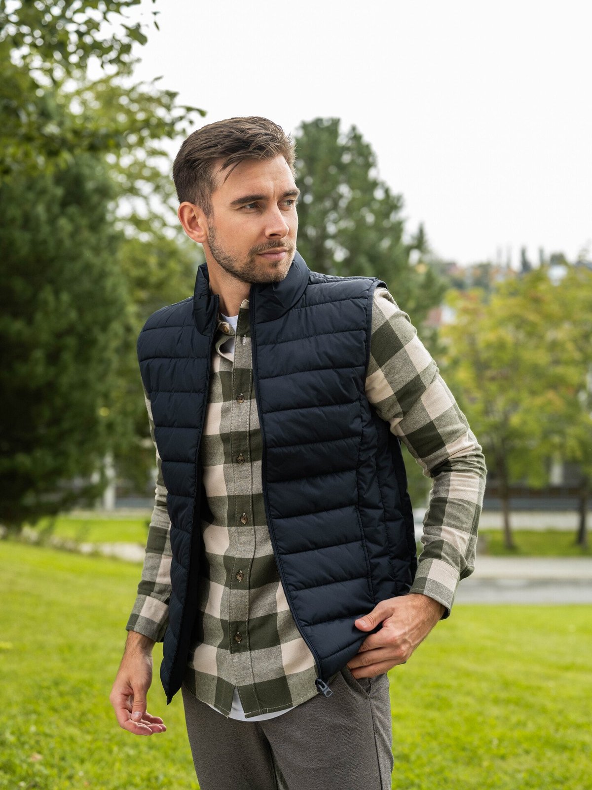 Only & Sons Gudmund Long Sleeve Checked Shirt Forest Night / Silver Lining