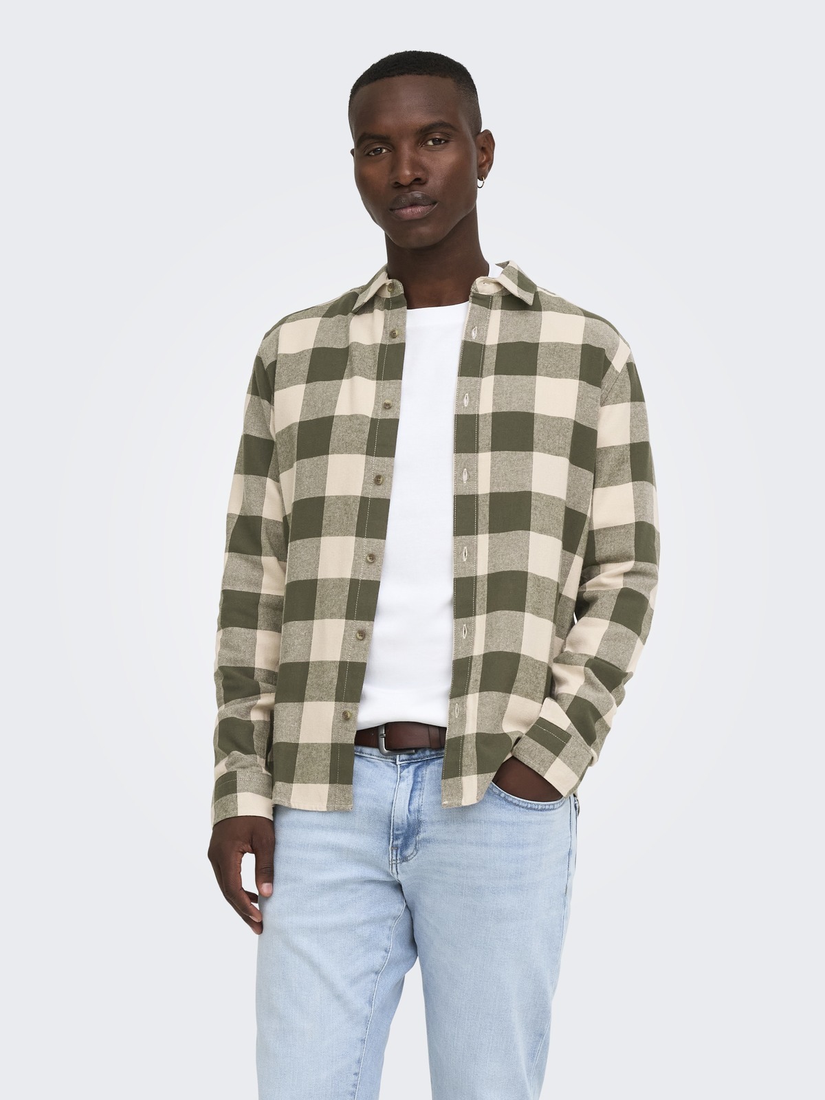 Only & Sons Gudmund Long Sleeve Checked Shirt Forest Night / Silver Lining
