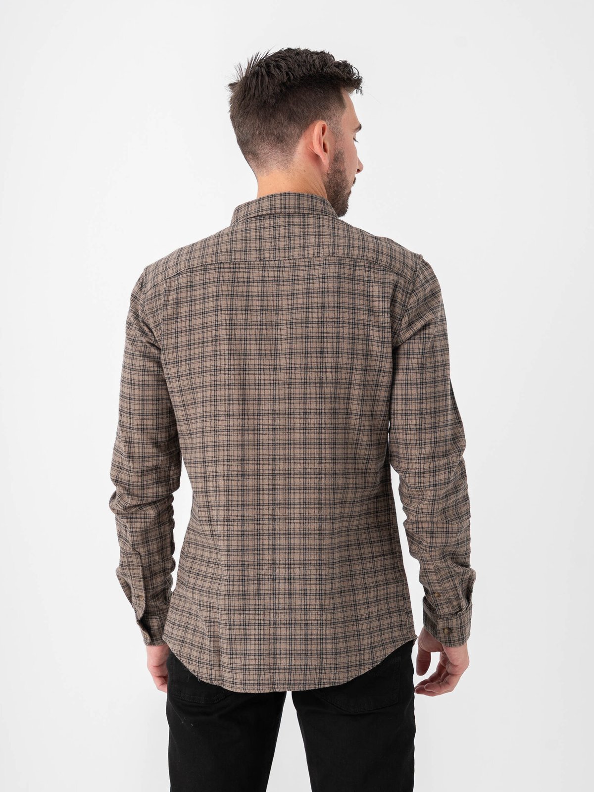 Only & Sons Gudmund Long Sleeve Checked Shirt Walnut JET BLACK