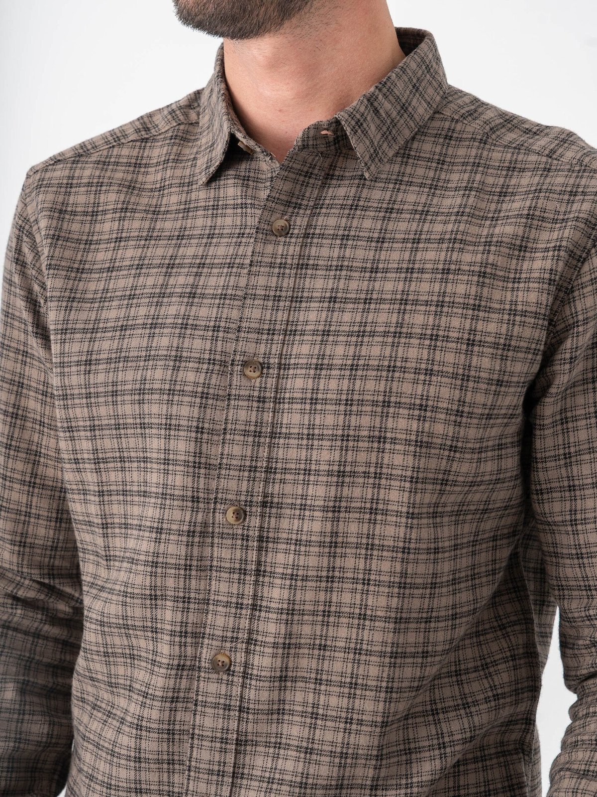 Only & Sons Gudmund Long Sleeve Checked Shirt Walnut JET BLACK