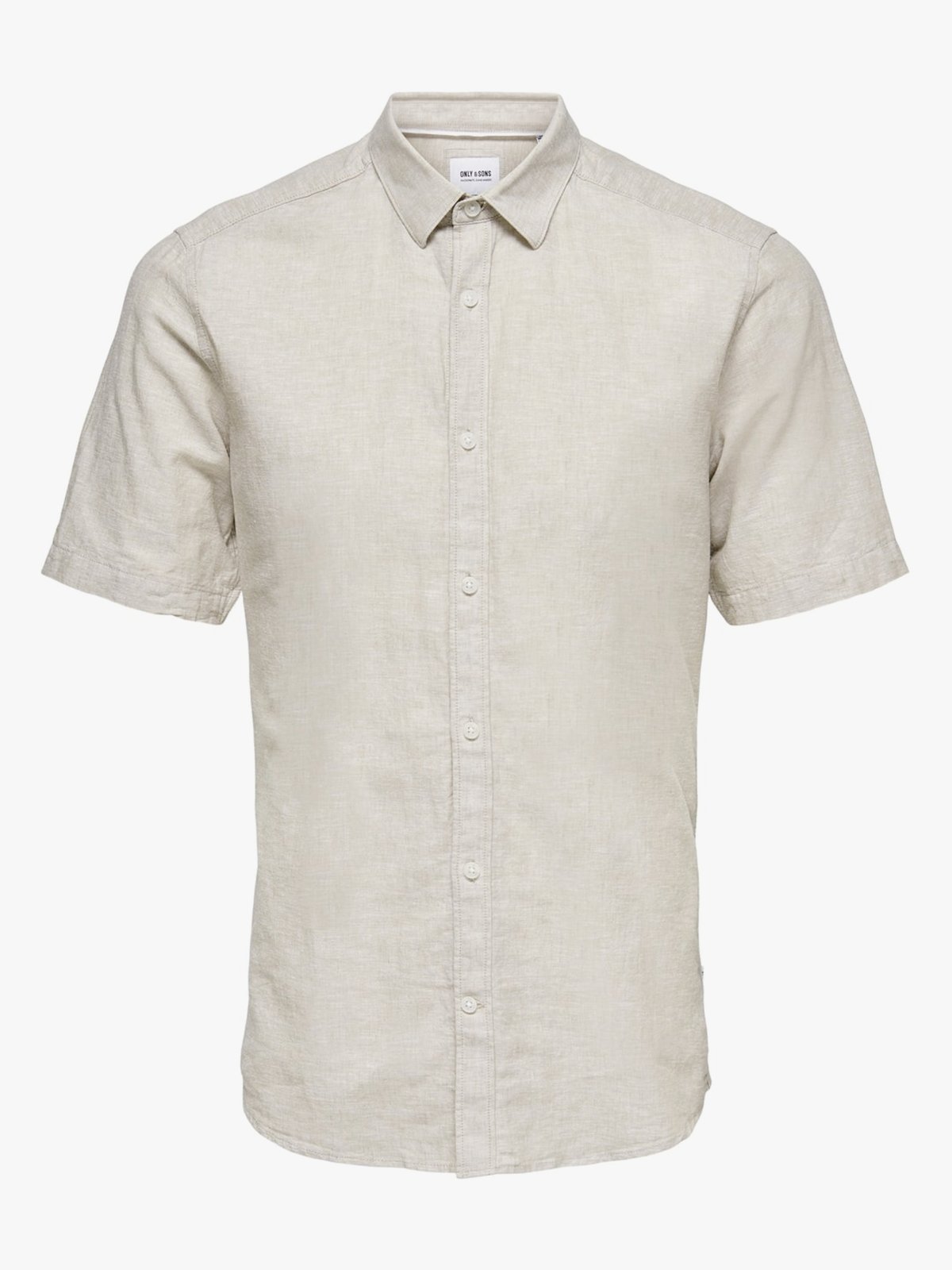 Only & Sons Caiden Short Sleeve Solid Linen Shirt Chinchilla