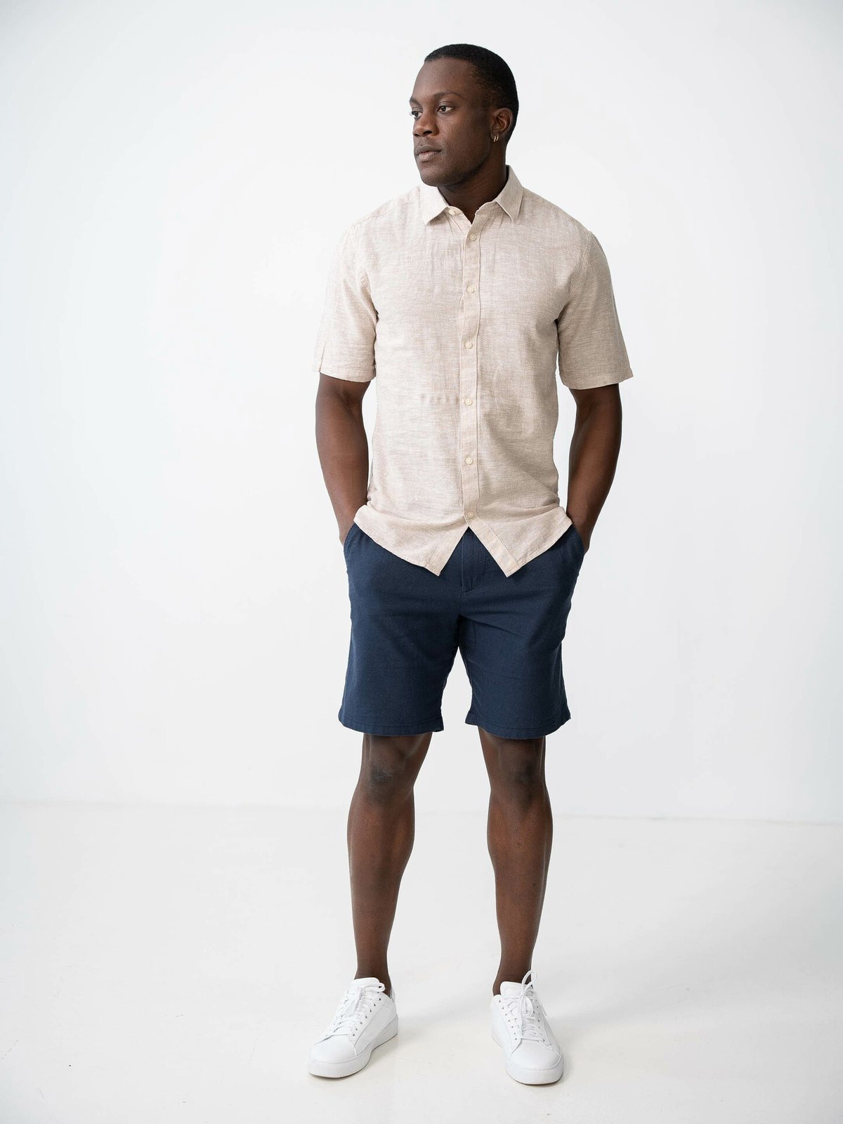 Only & Sons Caiden Short Sleeve Solid Linen Shirt Chinchilla