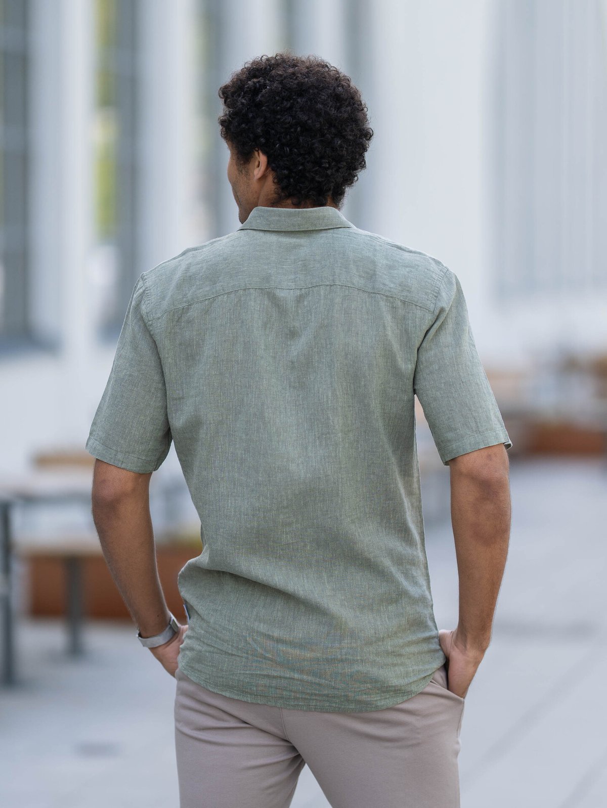 Only & Sons Caiden Short Sleeve Solid Linen Shirt Swamp
