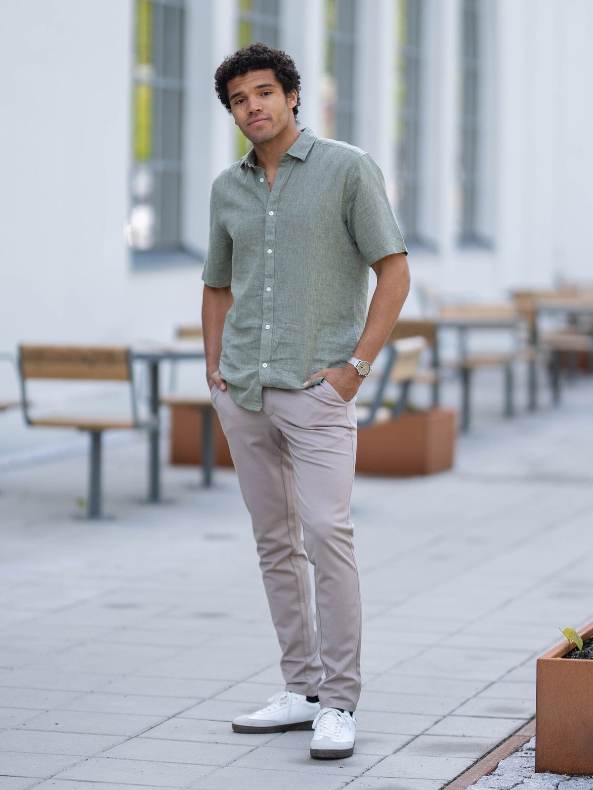 Only & Sons Caiden Short Sleeve Solid Linen Shirt Swamp