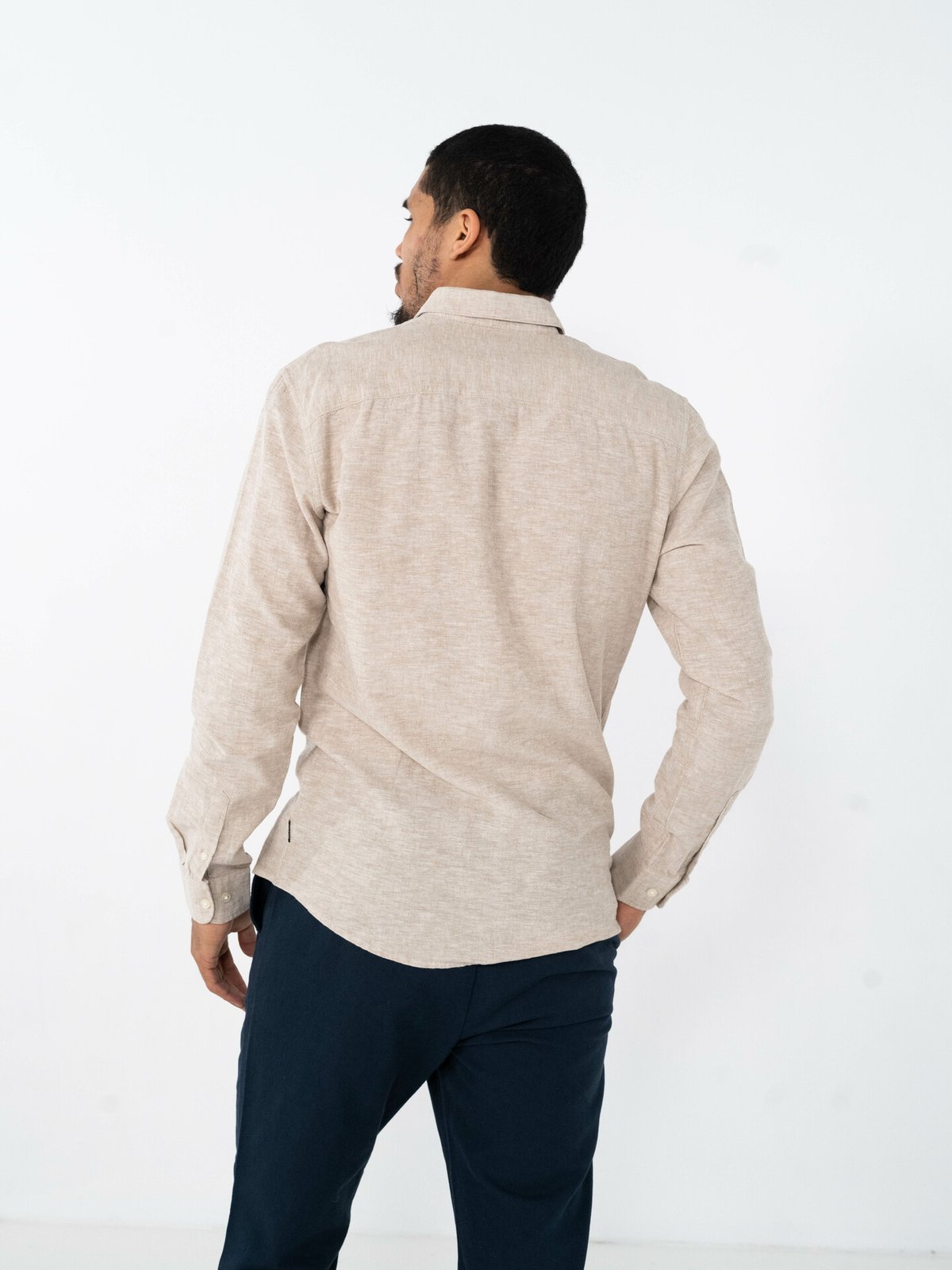 Only & Sons Caiden Long Sleeve Solid Linen Shirt Chinchilla
