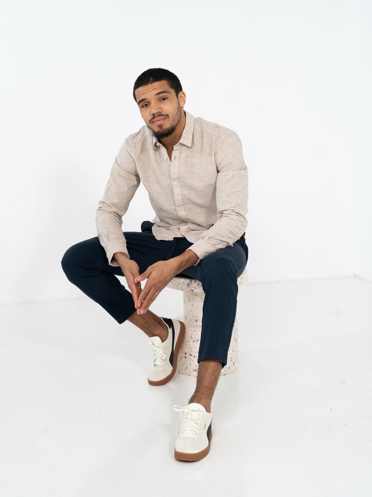 Only & Sons Caiden Long Sleeve Solid Linen Shirt Chinchilla