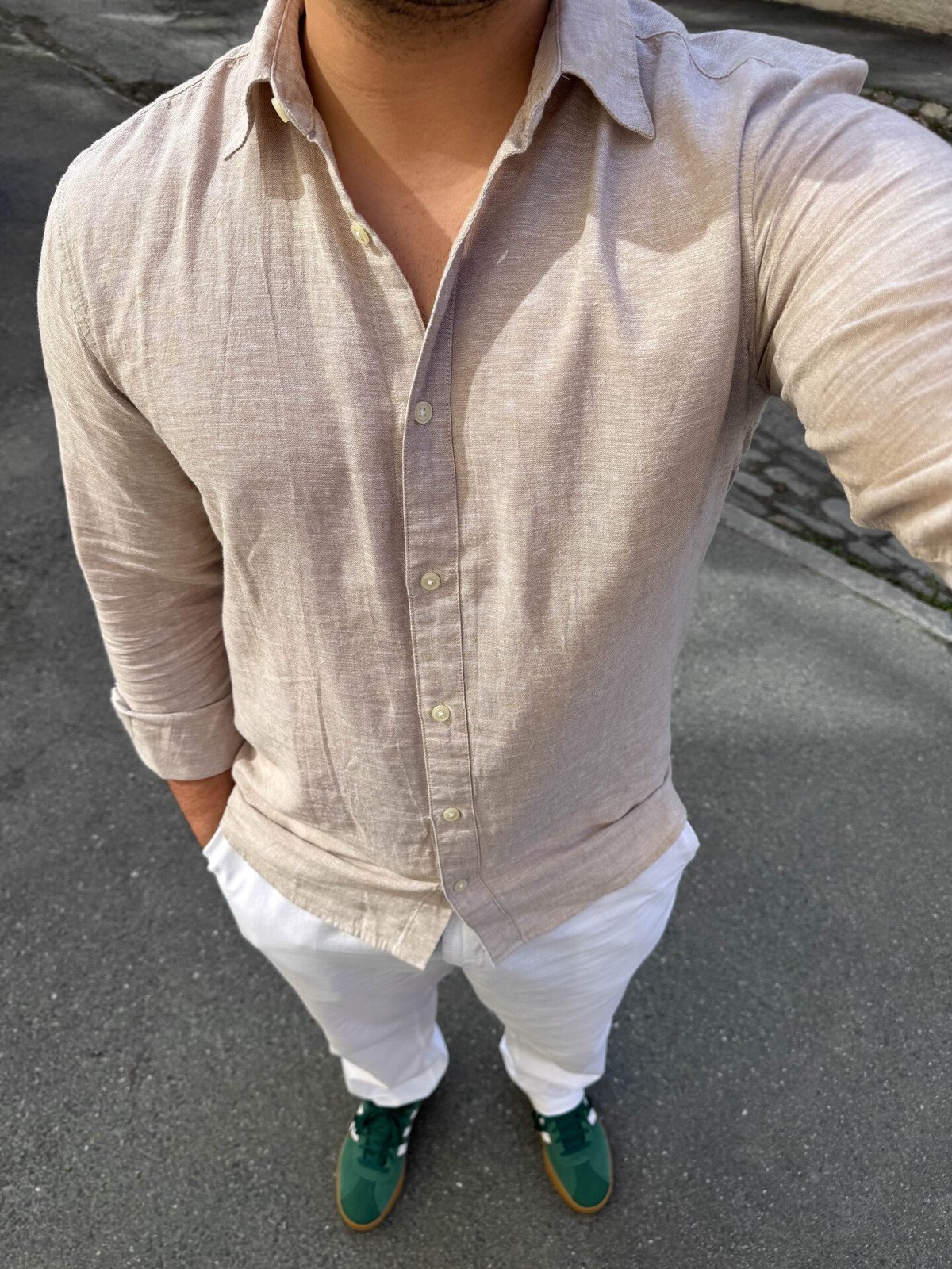 Only & Sons Caiden Long Sleeve Solid Linen Blend Shirt Chinchilla