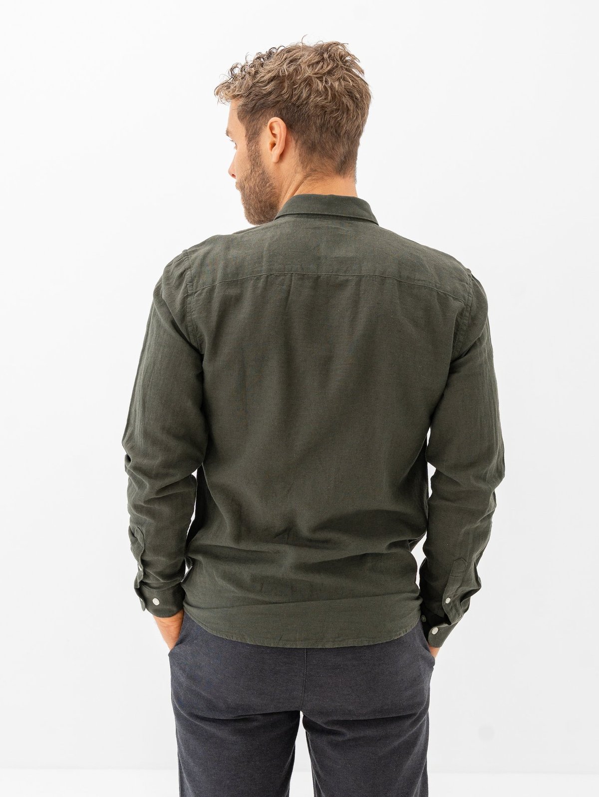 Only & Sons Caiden Long Sleeve Solid Linen Shirt Kambaba