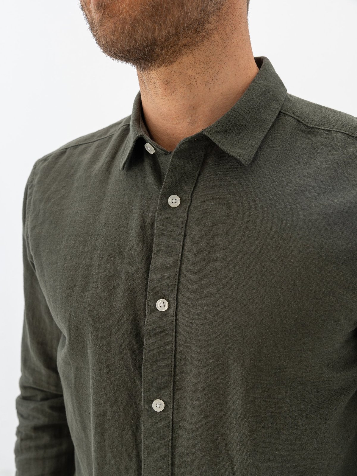 Only & Sons Caiden Long Sleeve Solid Linen Shirt Kambaba