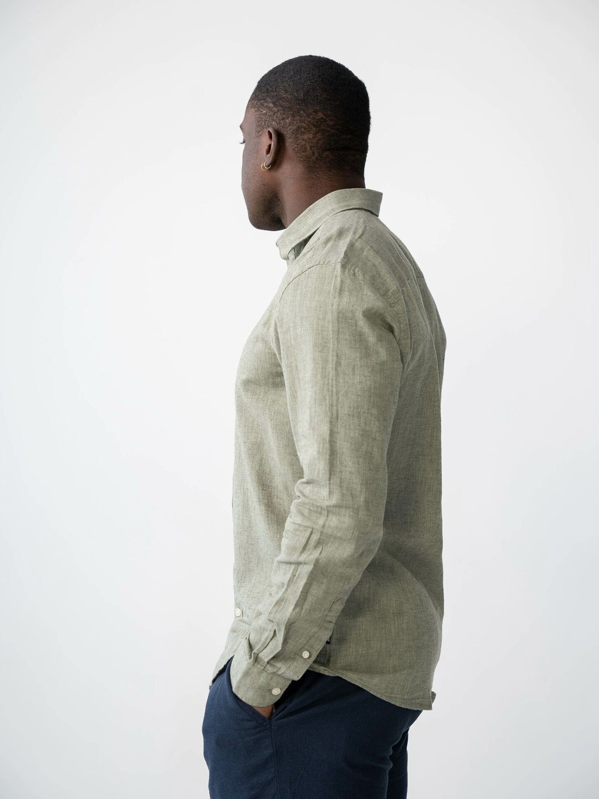 Only & Sons Caiden Long Sleeve Solid Linen Shirt Swamp