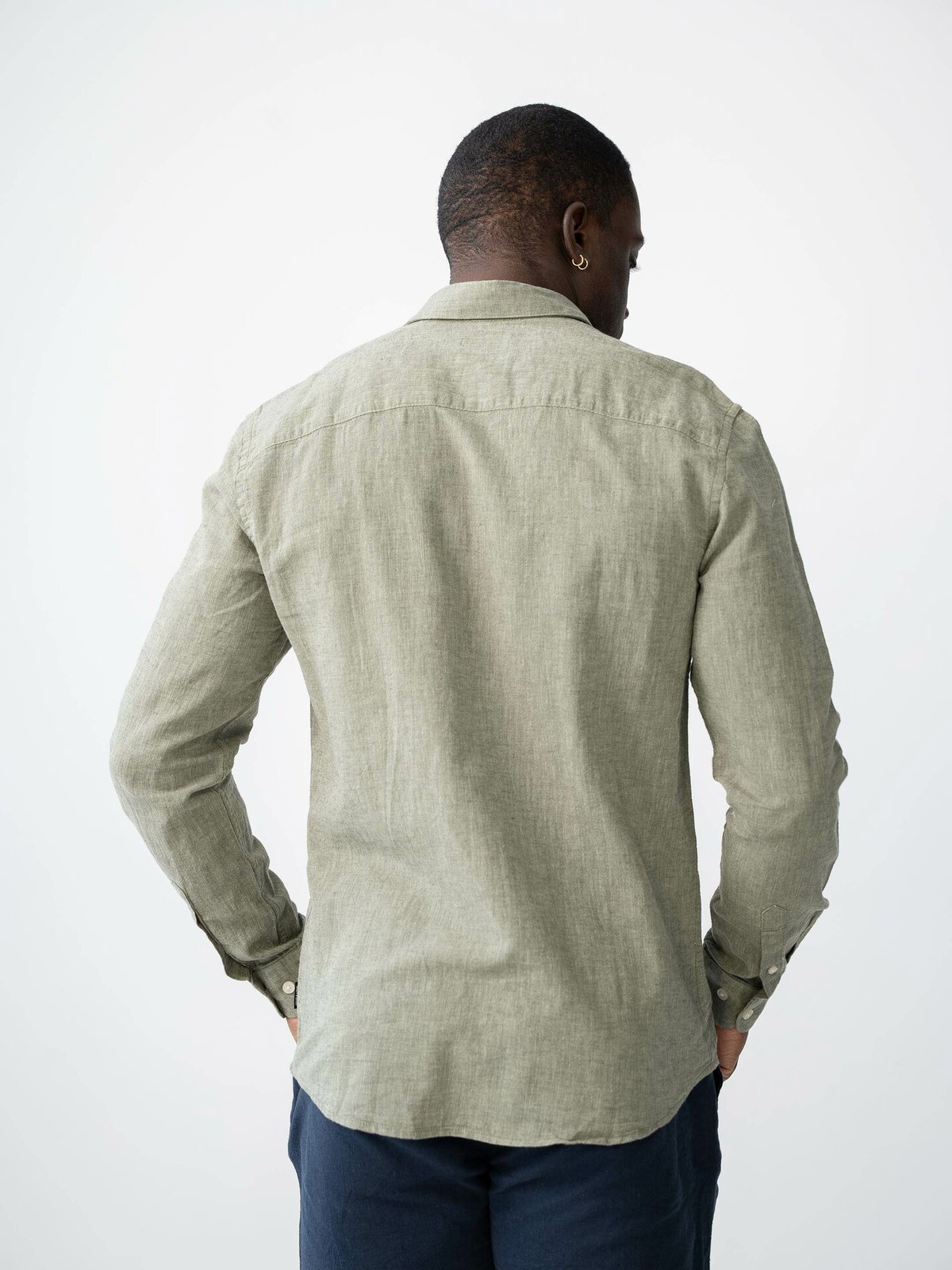 Only & Sons Caiden Long Sleeve Solid Linen Shirt Swamp