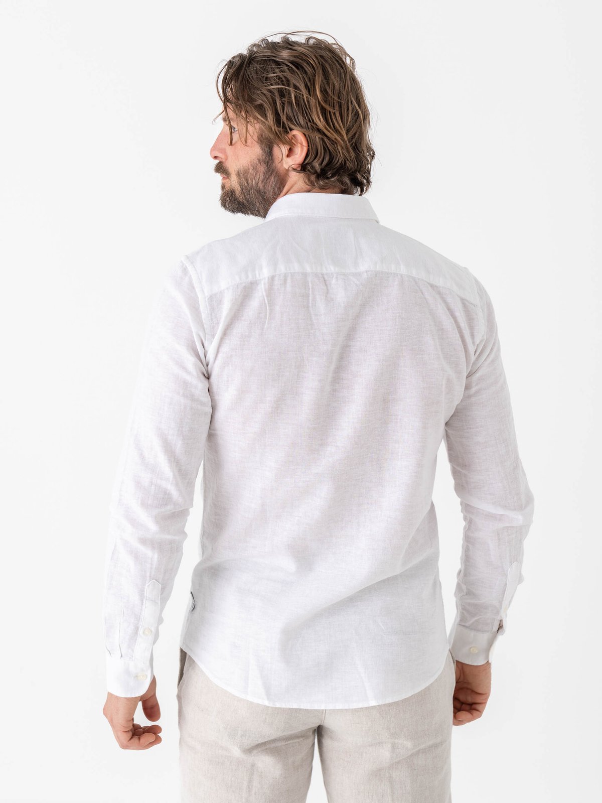 Only & Sons Caiden Long Sleeve Solid Linen Blend Shirt White