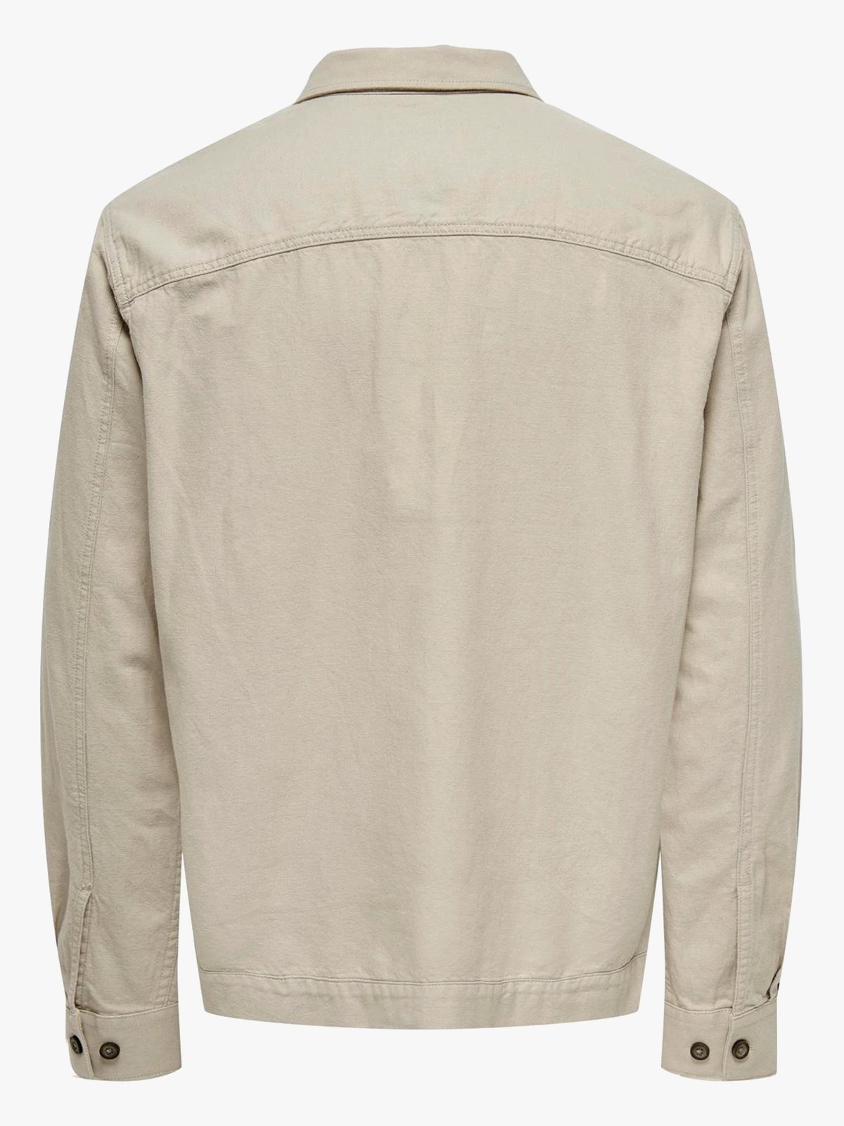 Only & Sons Kennet Long Sleeve Linen Overshirt Silver Lining