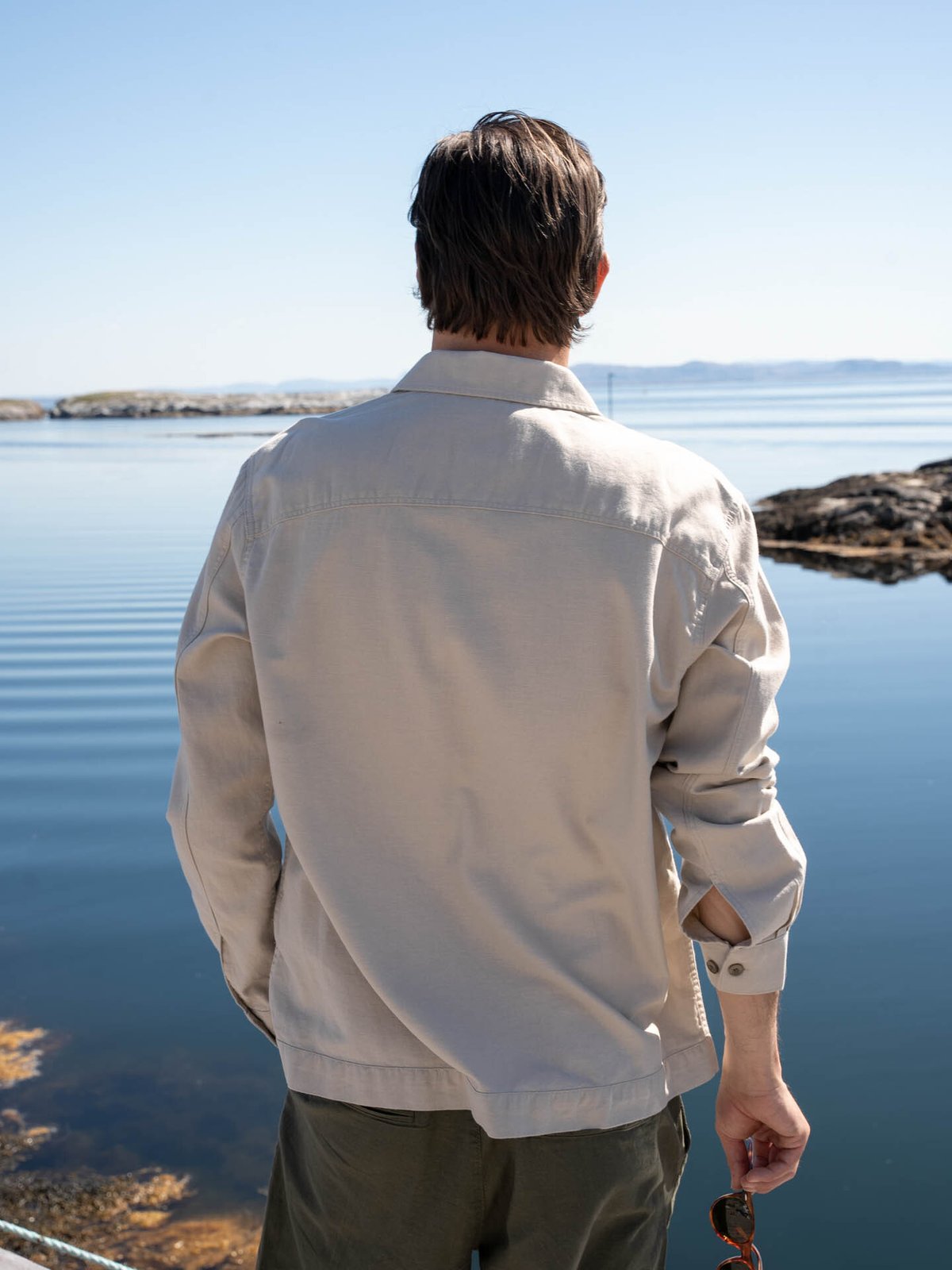 Only & Sons Kennet Long Sleeve Linen Overshirt Silver Lining