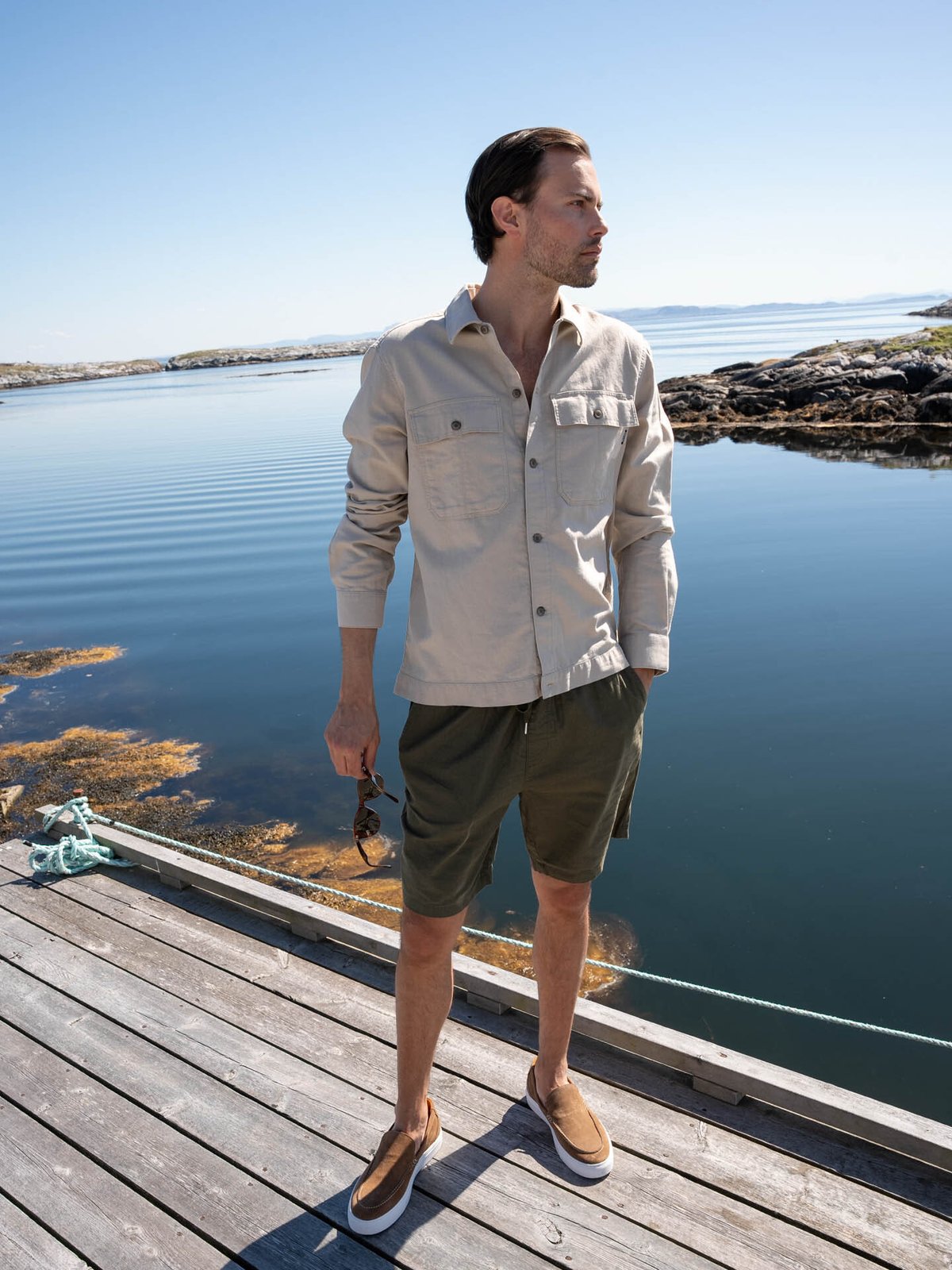 Only & Sons Kennet Long Sleeve Linen Overshirt Silver Lining