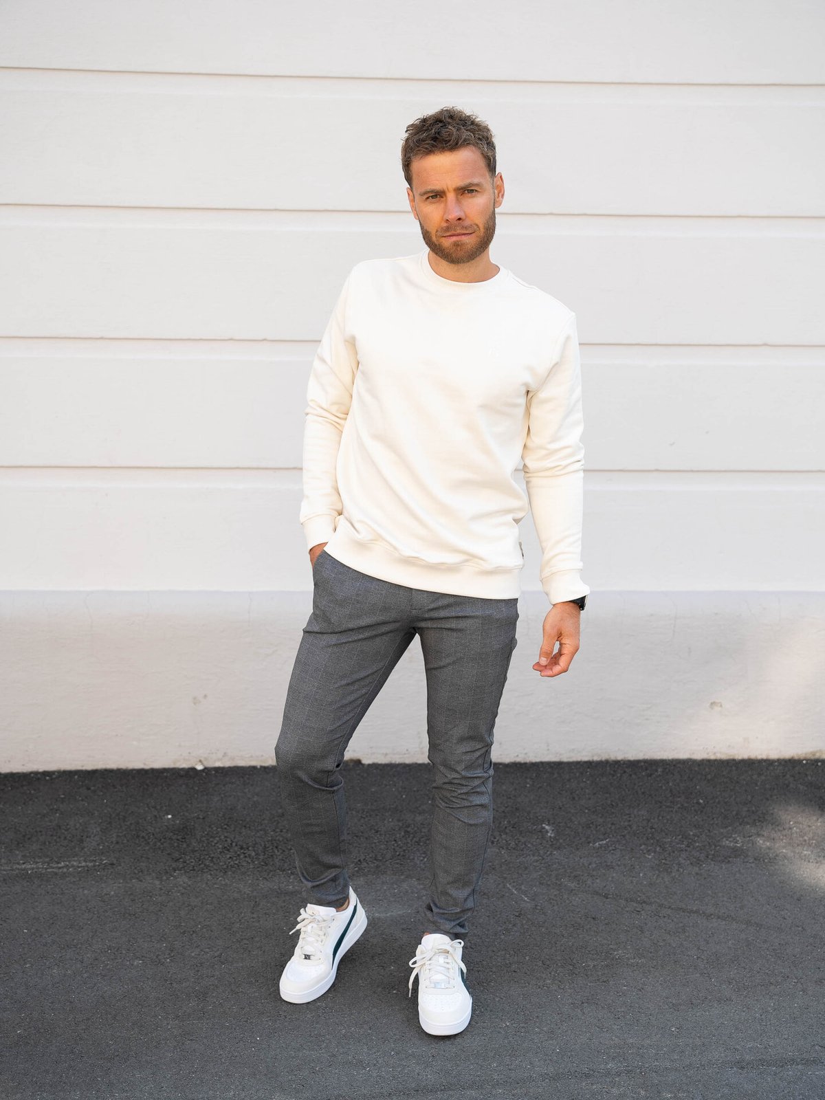 Only & Sons Mark Slim Check Pants 9887 Limestone